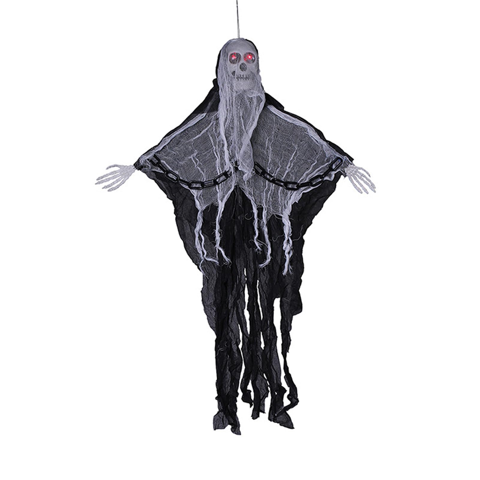 Msioytog Halloween Hanging Ghos Iron Chain Hanging Ghos Glowing Skull Decoration Halloween Yard Decoration