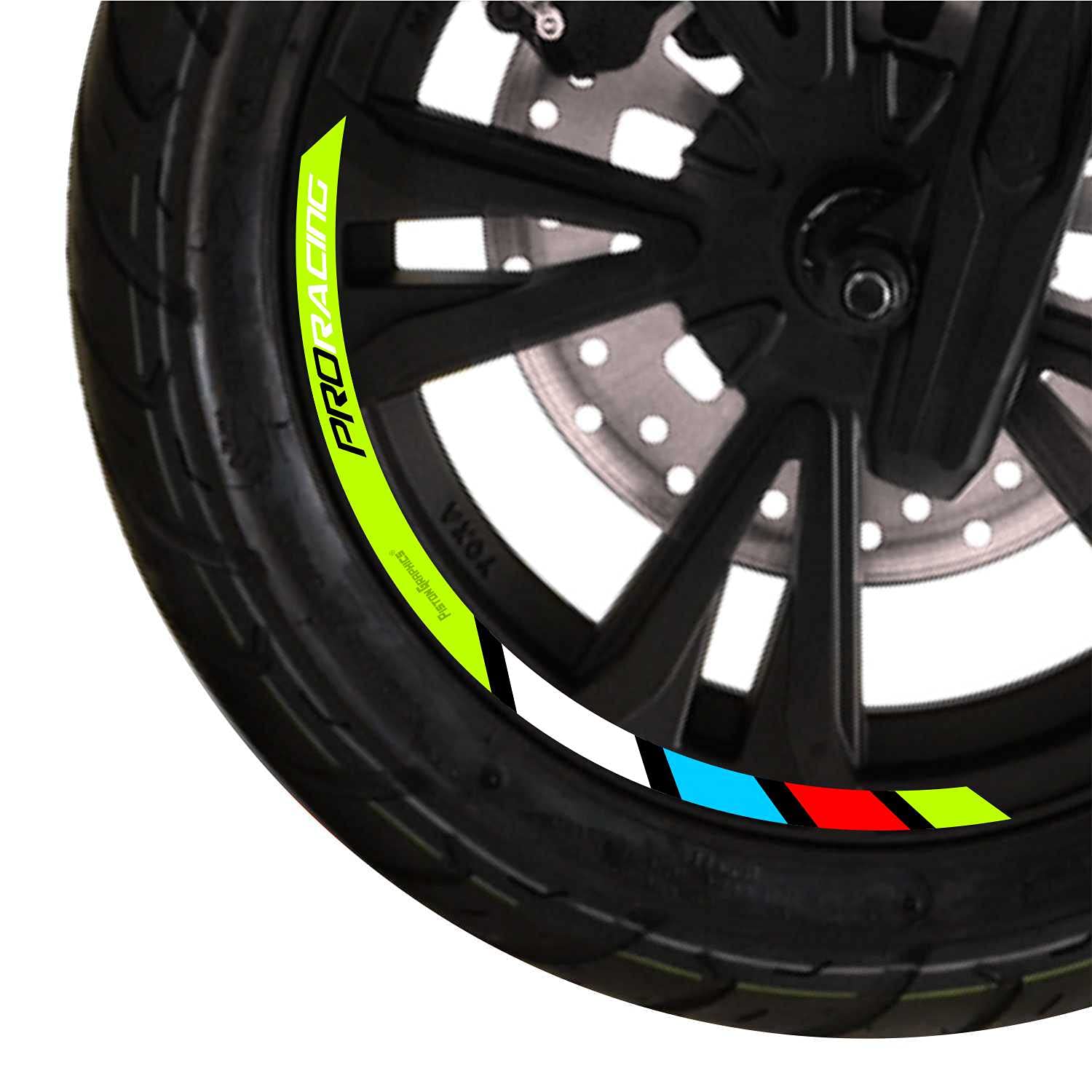Piston Graphics Scooty Rim Stickers Kit Pro PGRacing Series in Neon