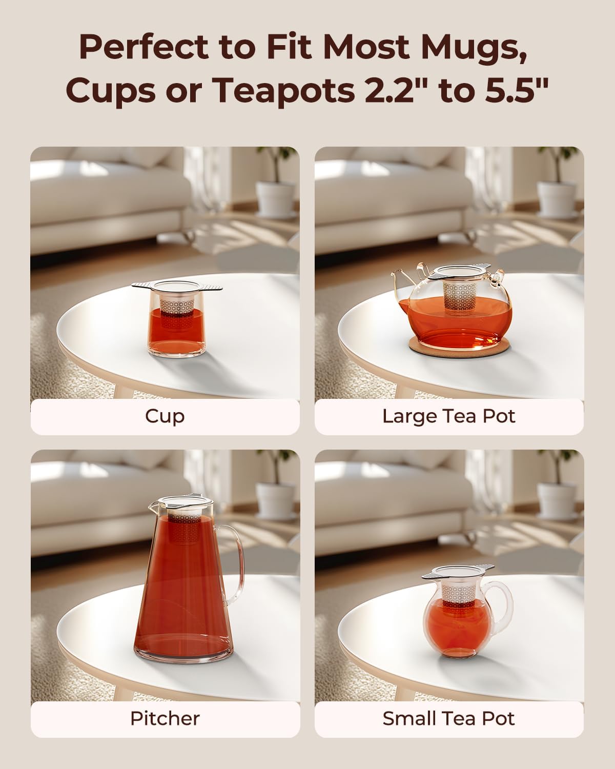 Reinmoson Extra Fine Mesh Tea Strainers & Filters for Loose Tea Single Cup, 304 Stainless Steel and Food Grade Silicone Loose Leaf Tea Steeper for Black Tea, Coffee, Rooibos, etc 1 Pack Hive Black image 4 of 9 B0CZNQMZ8L