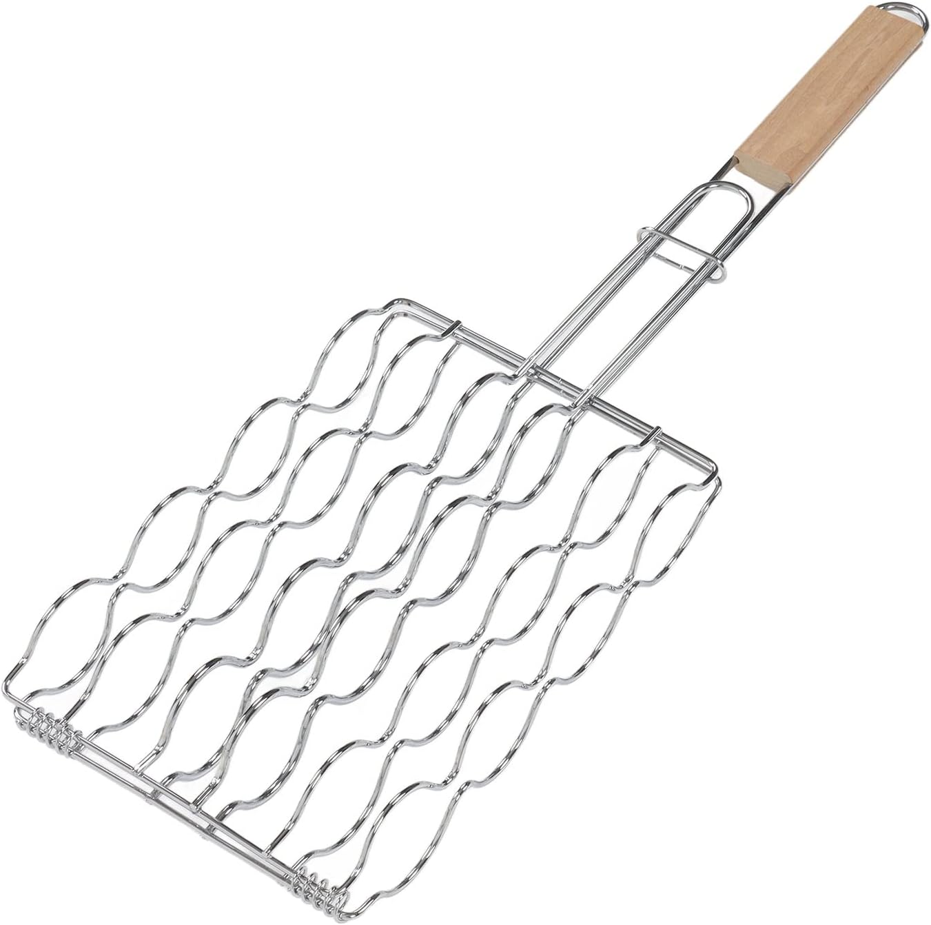 ​​Topyond Grill Basket for Corn, Stainless Steel & Beech Wood BBQ Basket with 4-Corn Capacity, Even Heat Distribution Grilling Tool for Outdoor Camping Backyard, Fish Vegetables Meat Roasting​​