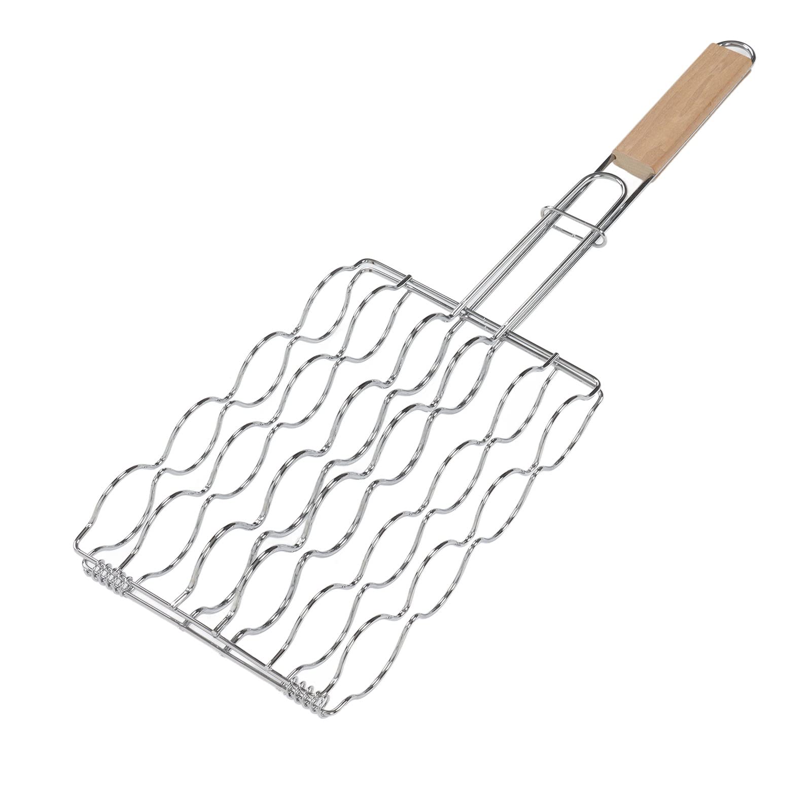 ??Topyond Grill Basket for Corn, Stainless Steel & Beech Wood BBQ Basket with 4-Corn Capacity, Even Heat Distribution Grilling Tool for Outdoor Camping Backyard, Fish Vegetables Meat Roasting??