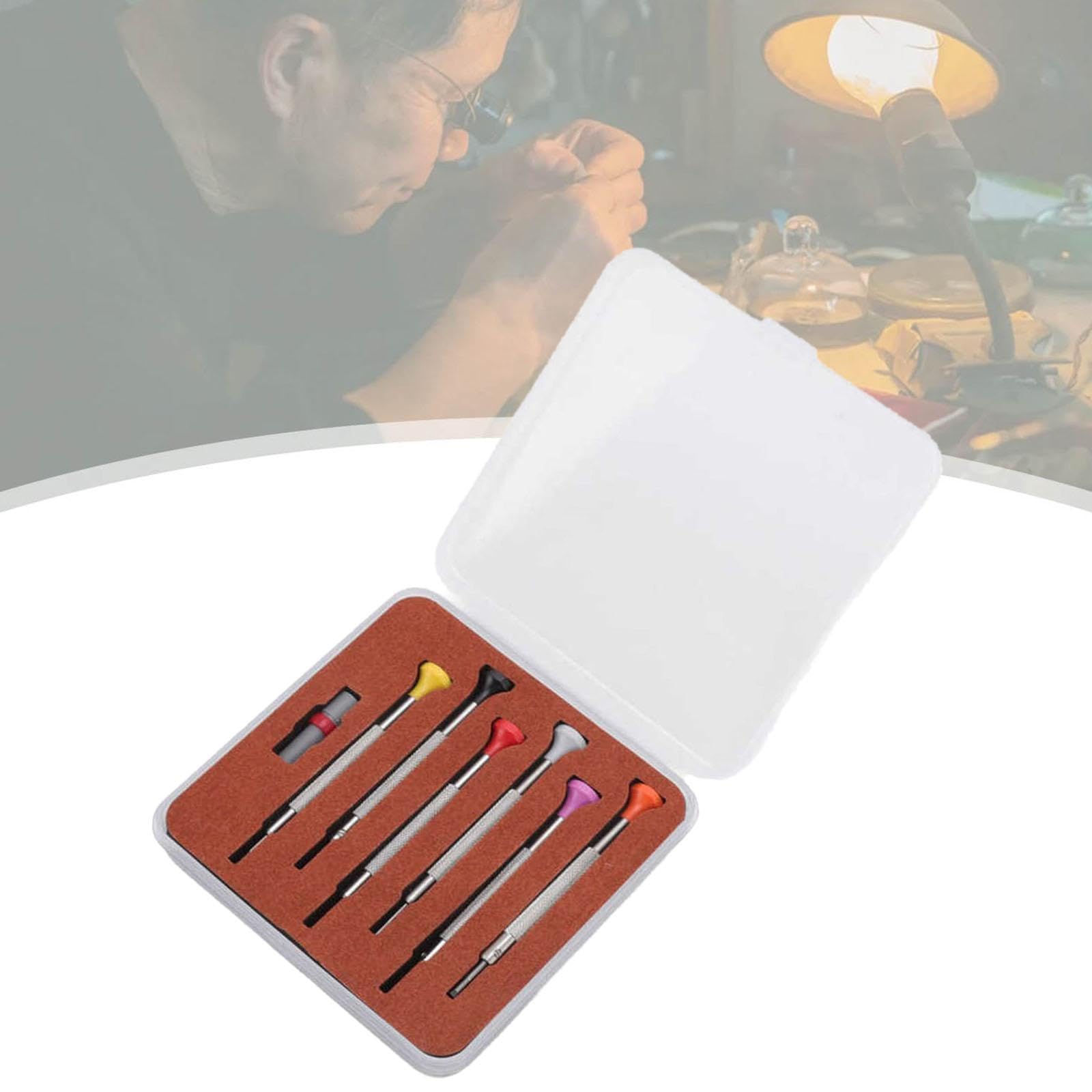 Oshhni Juego de destornilladores para relojes, herramienta de reparación de relojes, mango ergonómico, multiusos, portátil, precisión de 0,8-1,8 mm para