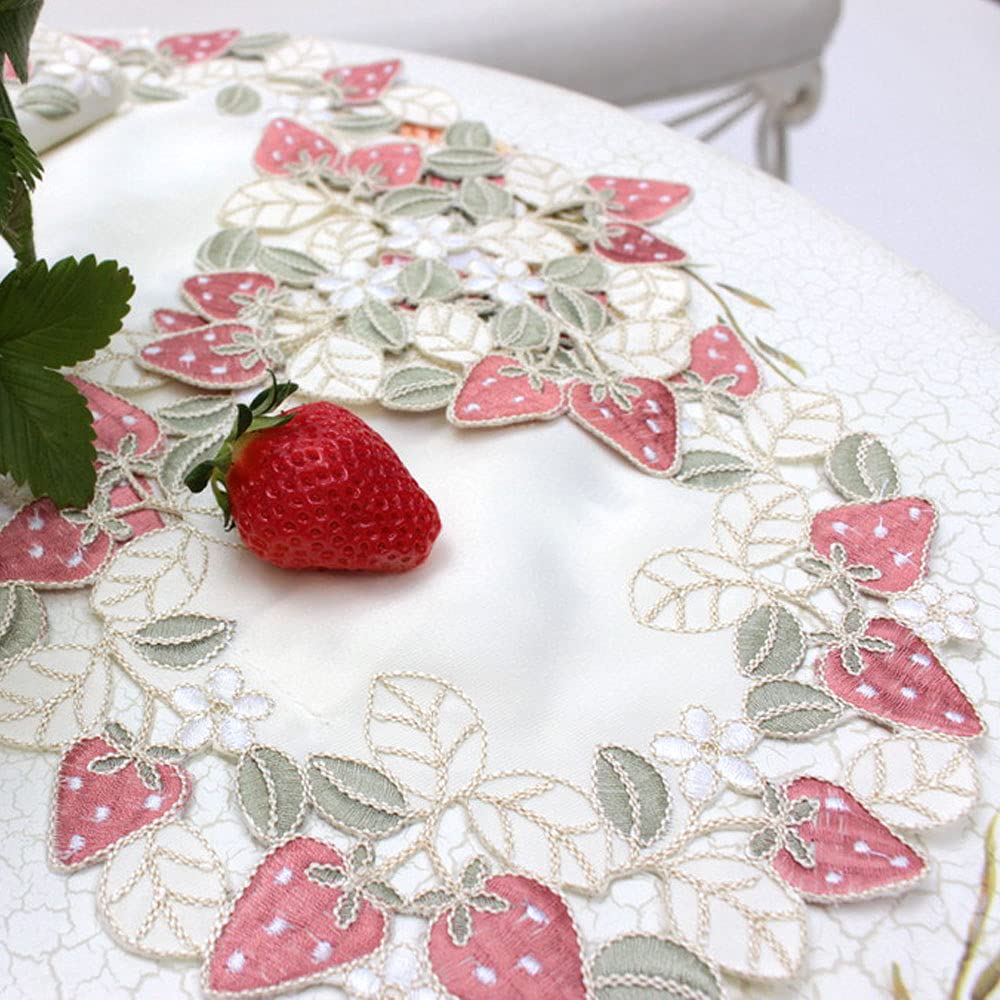 Amazon | ドイリー(花瓶敷き) いちご刺繍＆カットワーク 約20cmR(円形