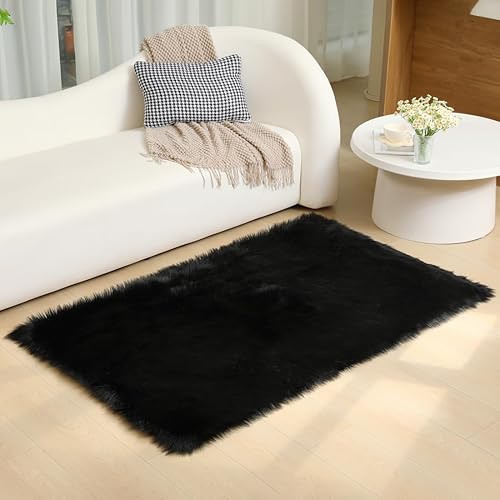 Miniatura 133 de Alfombra blanca de piel sintética de piel de oveja de 2 x 6 pies, alfombra mullida súper suave y esponjosa utilizada para dormitorio, suelo de Blanco