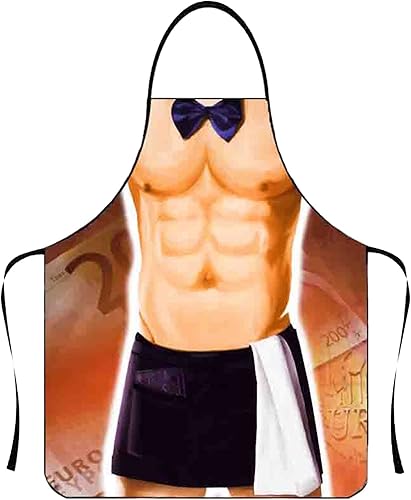 Divertida personalidad creativa delantal muscular delantal de los hombres Bikini serie dibujos animados pareja delantal delantal delantal de