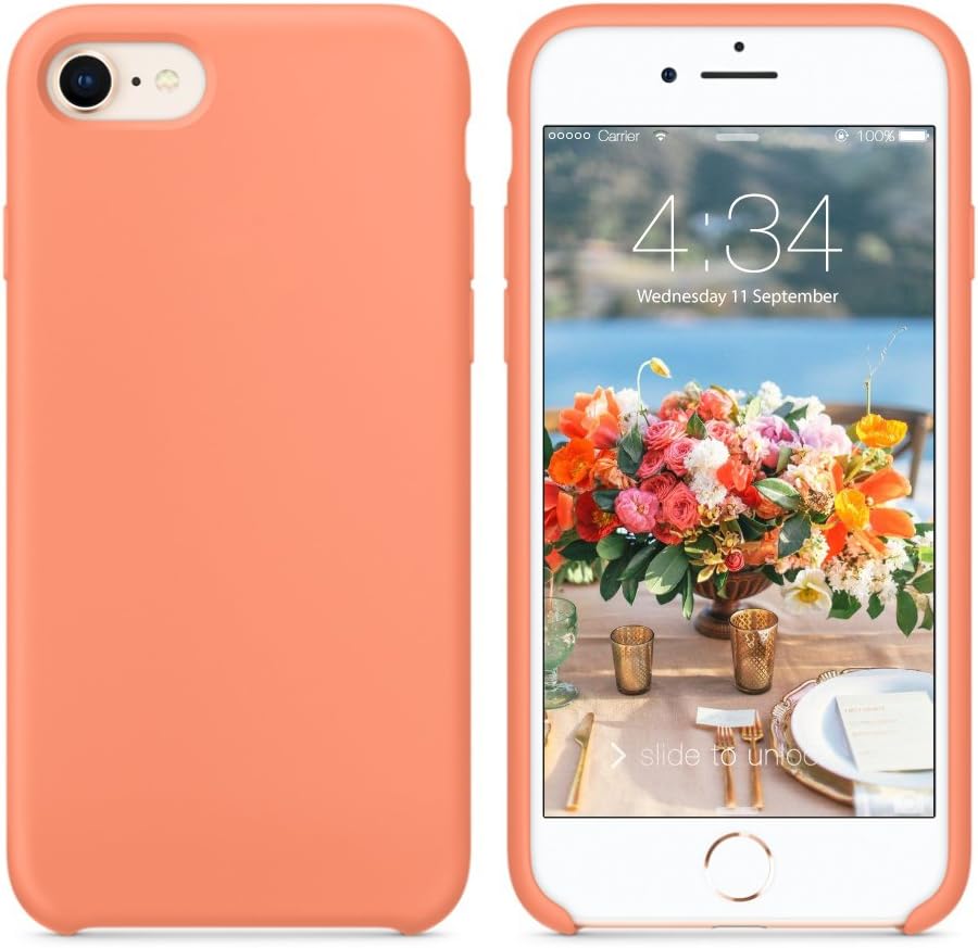 SURPHY Silicone Case Compatible with iPhone SE Case 2020, for iPhone 8 Case iPhone 7 Case, Liquid Silicone Phone Case (with Microfiber Lining) for iPhone 7 iPhone 8 iPhone SE 2nd 4.7" (Peach)