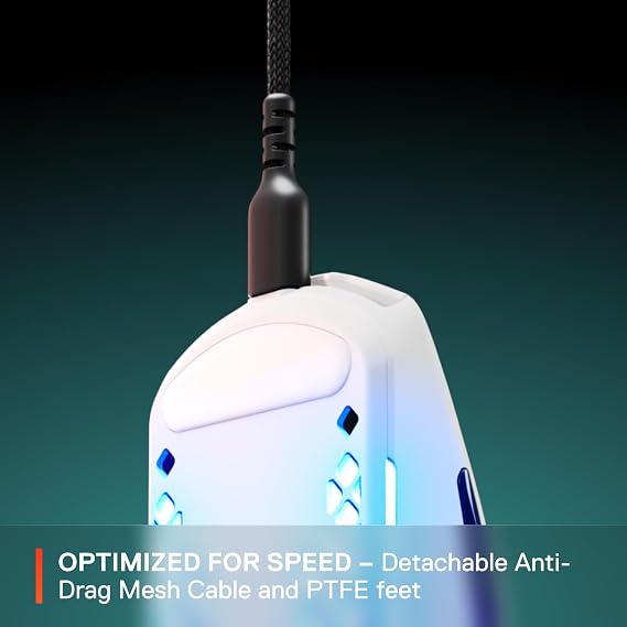 SteelSeries Aerox 3 Snow Ultra Light Gaming Mouse 8,500 CPI TrueMove Core Optical Sensor, White, 59 Grams
