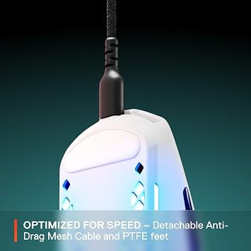 SteelSeries Aerox 3 Snow Ultra Light Gaming Mouse 8,500 CPI TrueMove Core Optical Sensor, White, 59 Grams