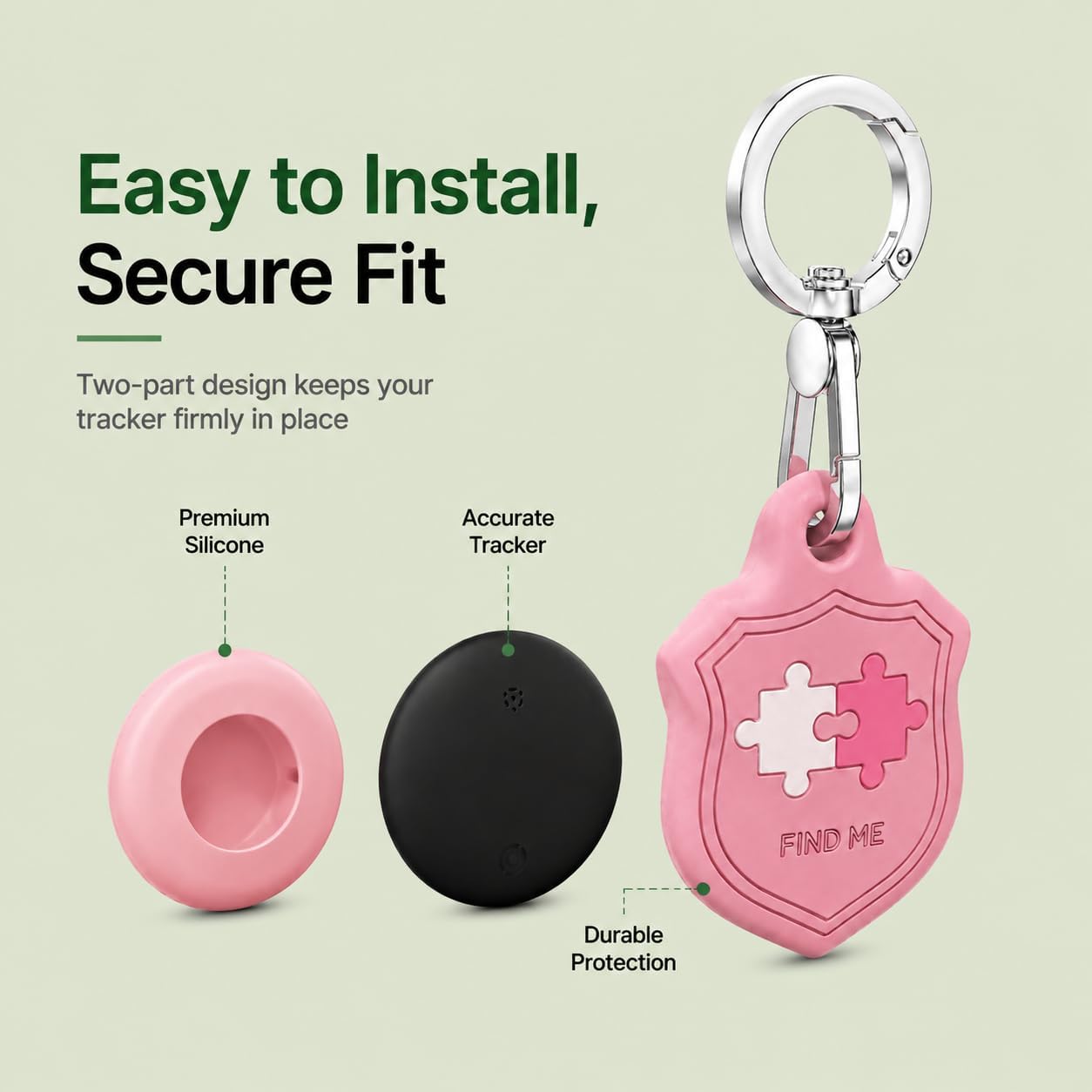 Dog Tracker with Apple Find My, GPS Pet Tracker for Dogs and Cats (Pink V2)