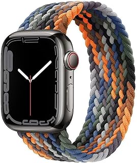Woven Elastic Band For Apple Watch - Comfortable Stylish Sport Design - Compatible with 49mm, 45mm, 44mm 42mm (Floral, Medium)