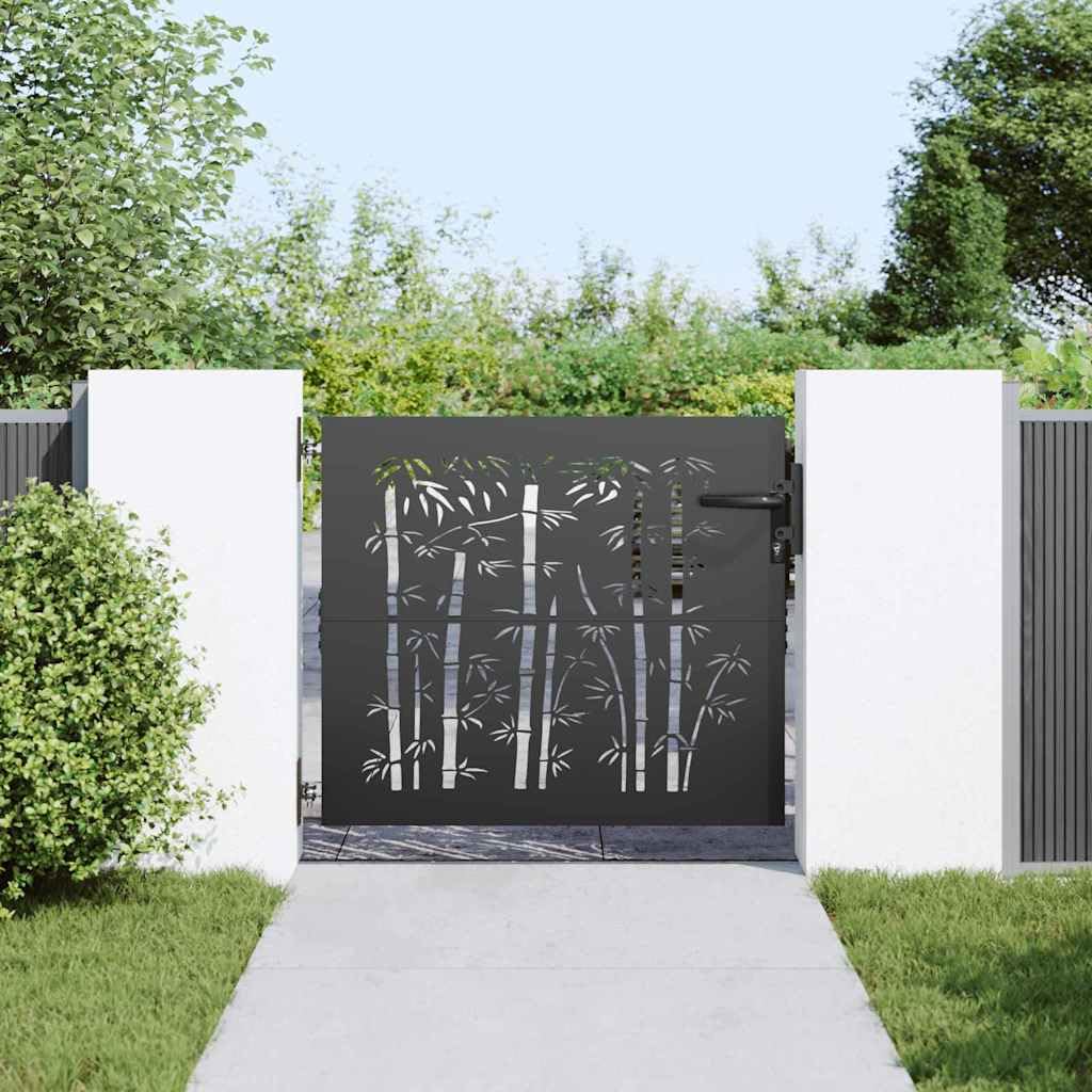 Puerta de jardín de 85 x 100 cm, de acero galvanizado, con cerradura y 2 llaves, puerta individual, puerta de exterior, robusta y duradera, tipo 5
