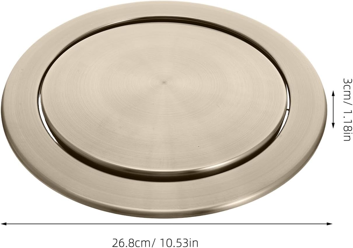 Flush Mounted Dustbin Lid Stainless Steel Swing Cover 430 Material Concealed Garbage Can Cover for Kitchen Sink Home and Office Waste Container Trash Can Lid