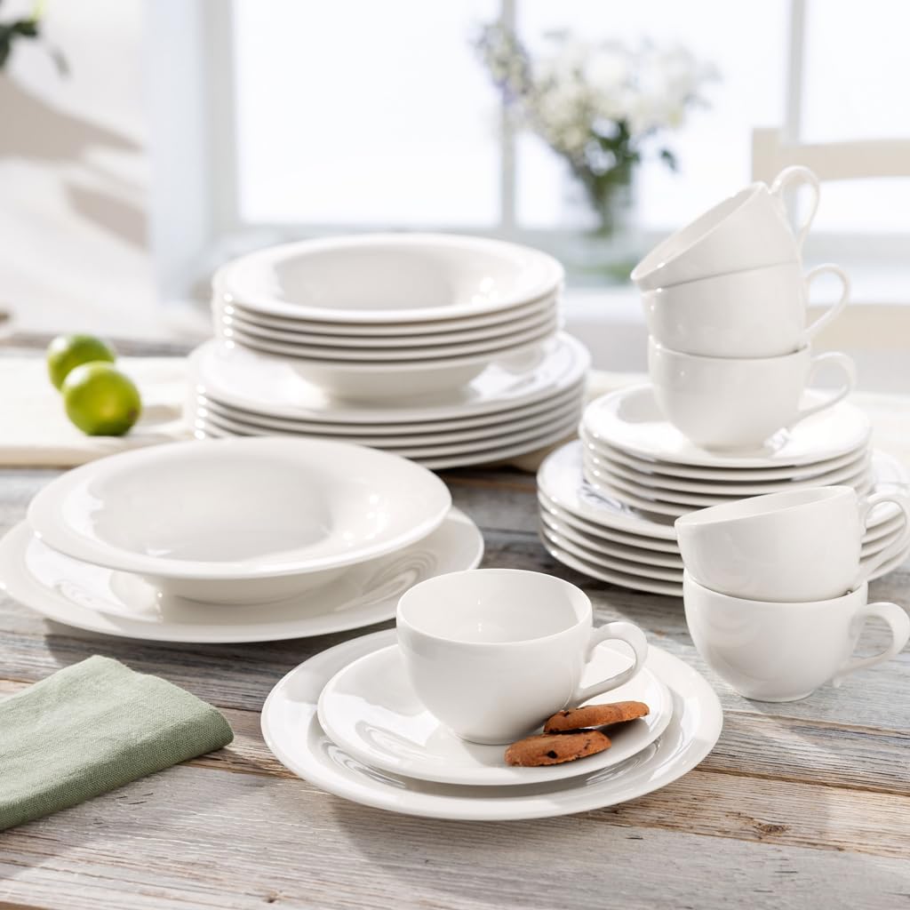 like. by Villeroy & Boch - Essential Starter-Set 30-teilig, Weiß, Spülmaschinenfest & Mikrowellensicher, Komplettset für vielseitige Tischarrangements, Premium Porzellan