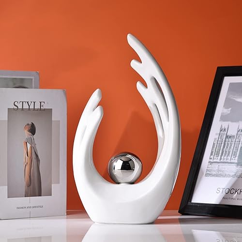 Miniatura 6 de Decoración blanca para el hogar, mesa de café, decoración moderna y estética de habitación, estatua de arte abstracto, pieza central para comedor,