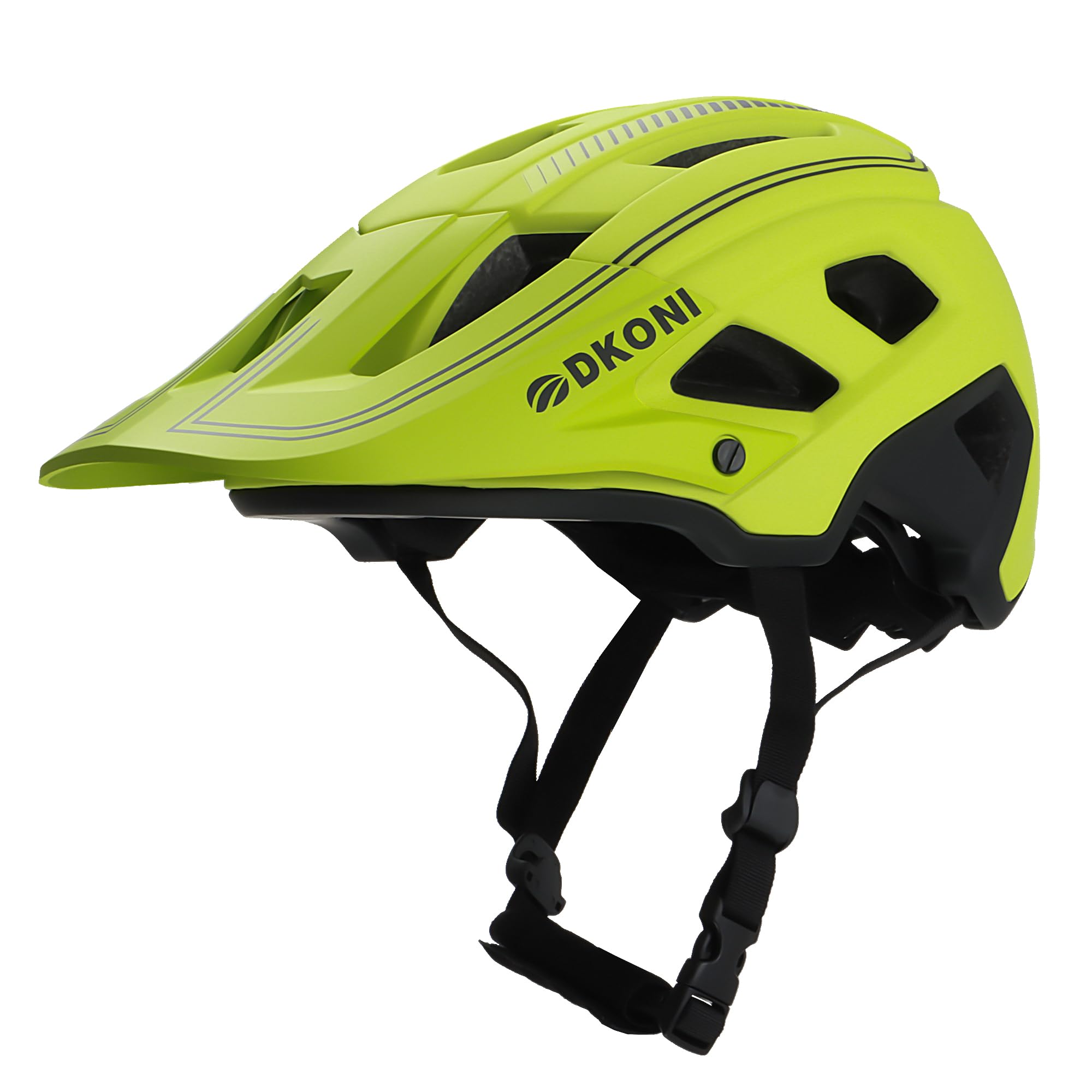 DKONI MTB Mountain Bike Helmet for Youth and Adults, Unisex, Lightweight, Adjustable Fit 54-61cm, Removable Visor and Liners, 17 Large Air Vents (Yellow Black)