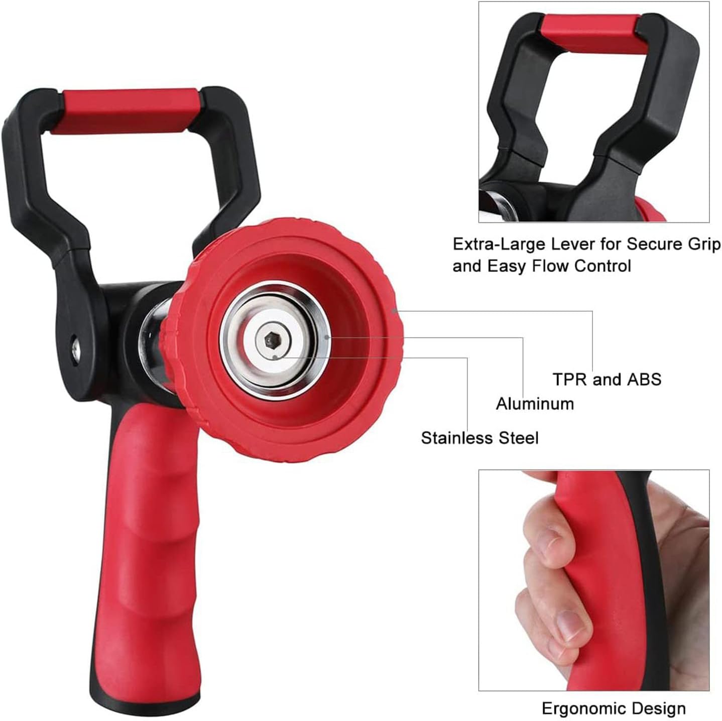 Ergonomic Heavy Duty Water Hose Nozzle with Comfortable Handle and Adjustable Stream for Gardening Garden Nozzle