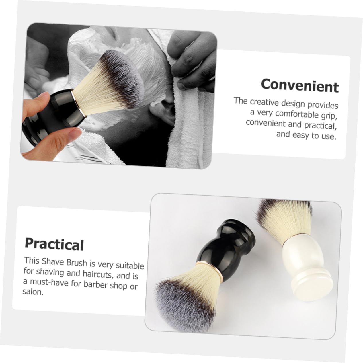 FRCOLOR Lot De 3 Brosses De Rasage pour Hommes Brosse À Barbe Et Moustache Accessoires De Nettoyage Multi-usages 2 Pièces X 3