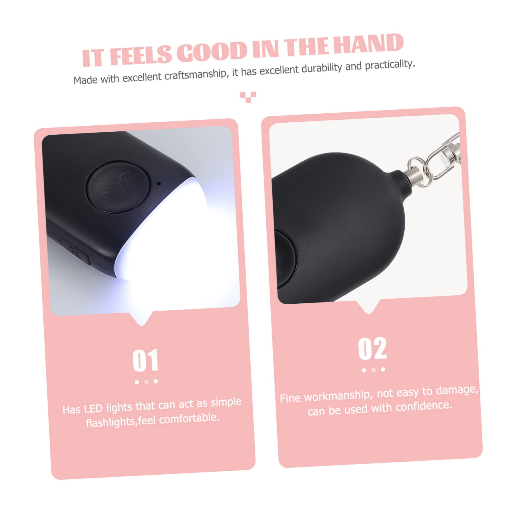 Mikikit 3ensembles Alarme Personnelle Rechargeable Portable avec Lampe De Poche Intégrée Dispositif De Sécurité pour Femmes Accroché à Main Compact Et Léger pour Sorties Extérieur