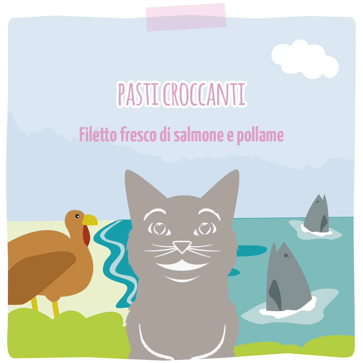 MjAMjAM - Crocchette premium per gatti - Pasti croccanti - Filetto di salmone fresco e pollame, confezione singola (1 x 1,5 kg), senza cereali