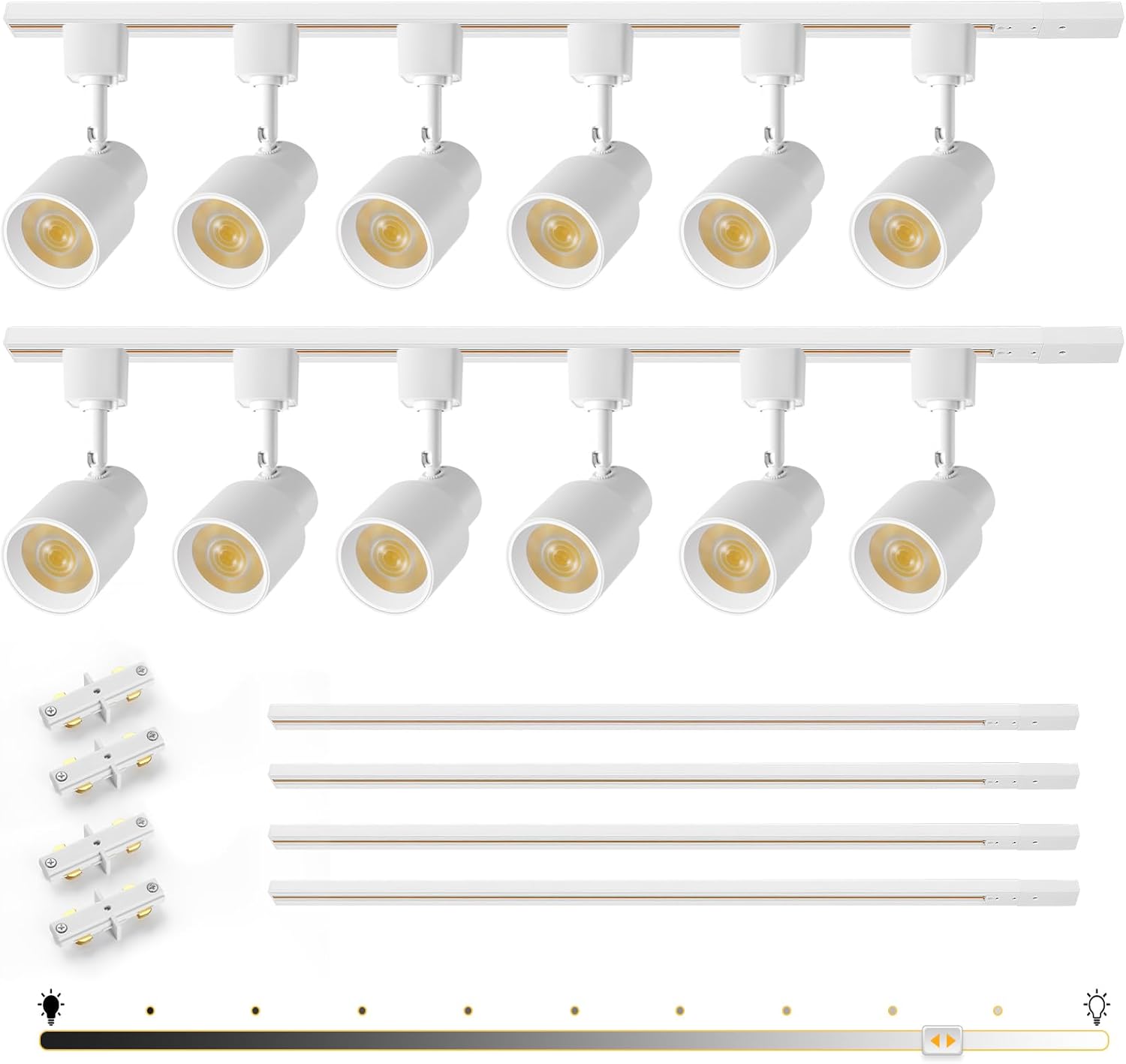 12 Light LED Track Lighting Kits with 13FT H Track Lighting Rails, Bright 3000K H Type Track Light Heads White 10W Dimmable Ceiling Spotlight Fixture for Kitchen, 900lm 24° Flicker Free