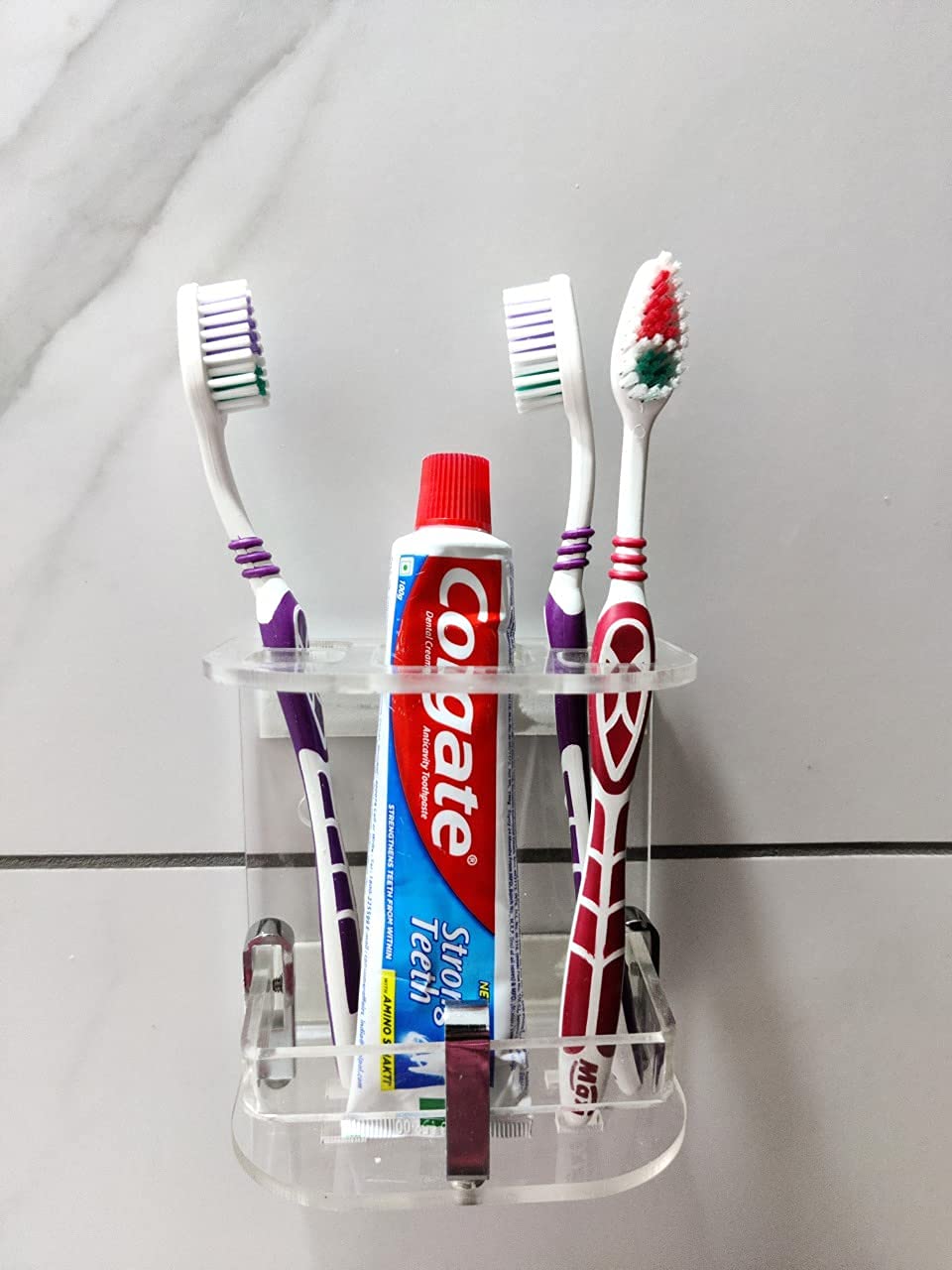 ZICOTO Wall Mounted self Adhesive Acrylic Tooth Brush Holder, Toothpaste Holder Stand, Tumbler Holder, Toothpaste for Bathroom Stand Organizer Rack for Bathroom Accessories (CLEAR SMALL A.C) (B0CRVWDJNF) Amazon Price History, Amazon Price Tracker