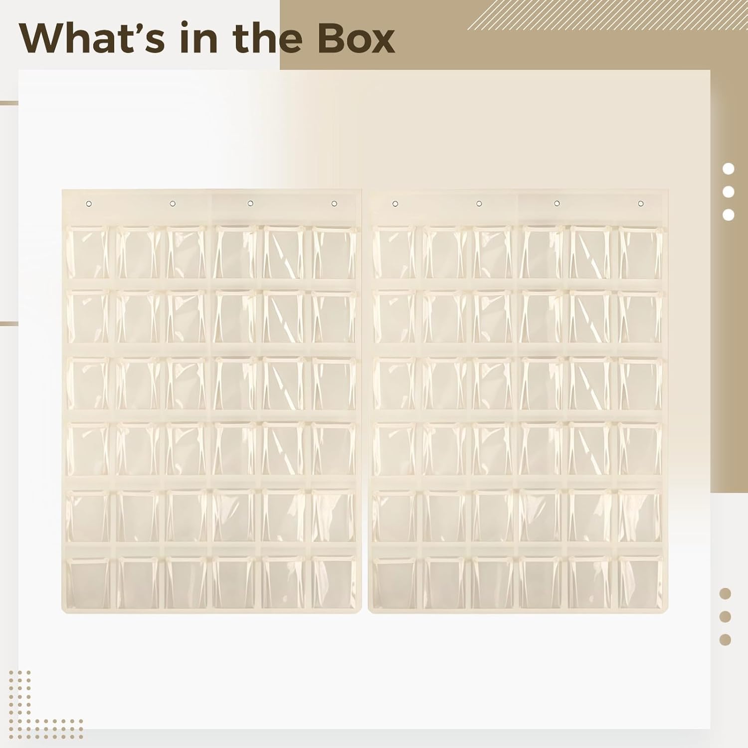 2-Piece Beige Door Storage: 36 Pockets, 37.4 X 26.4 In/95X67Cm, Water Bottle & Phone Organizer