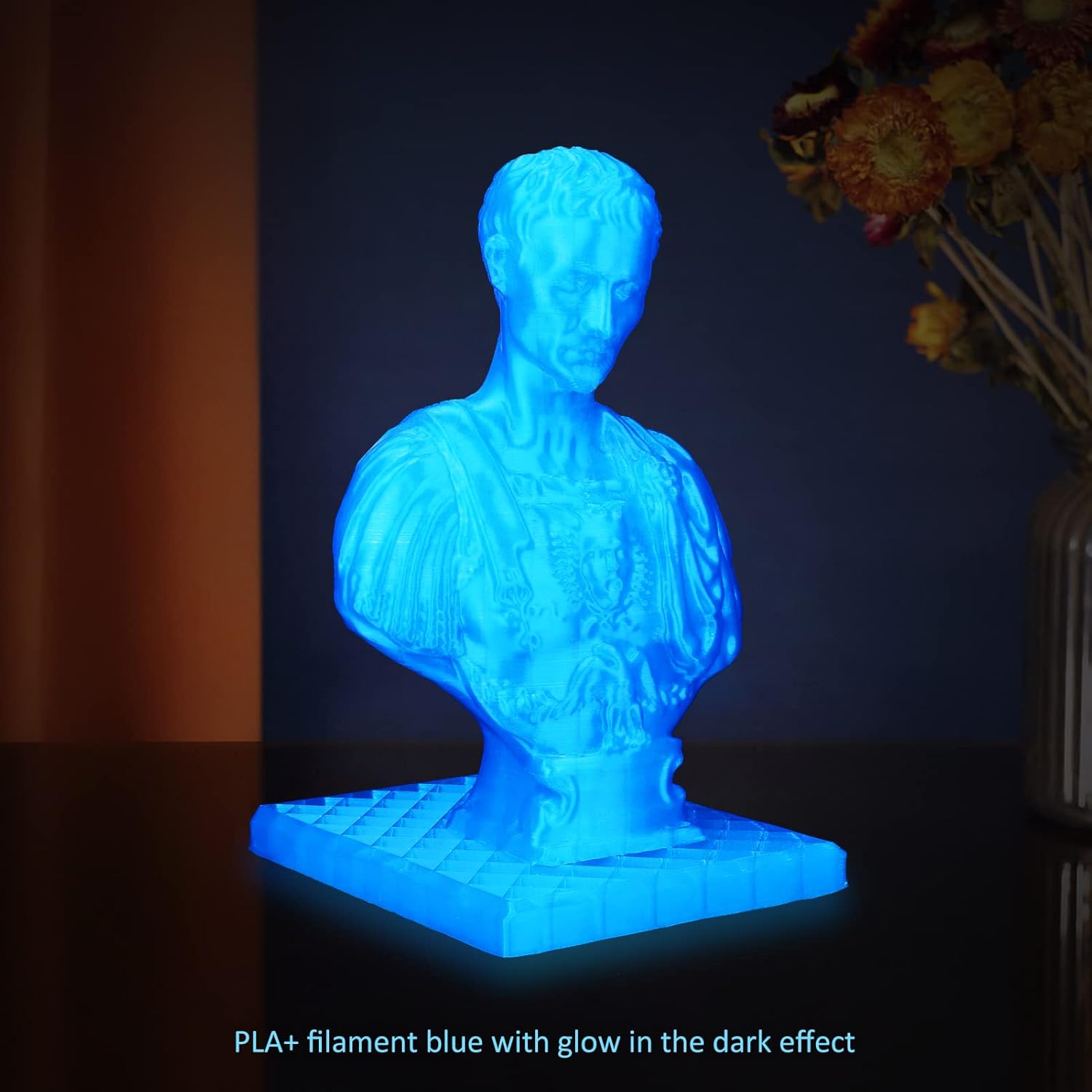 PLA+ 3D Printer Filament Luminous Blue, 1.75mm No Tangle, Net Weight 2.2lbs Spool (1kg, PLA Pro Plus, Blue with Glow in The Dark Effect