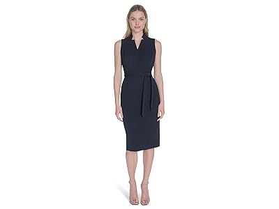 Calvin Klein Scuba Crepe Collar Self Tie Women