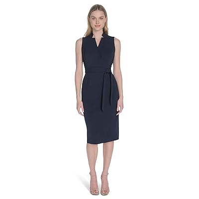 Calvin Klein Scuba Crepe Collar Self Tie Women