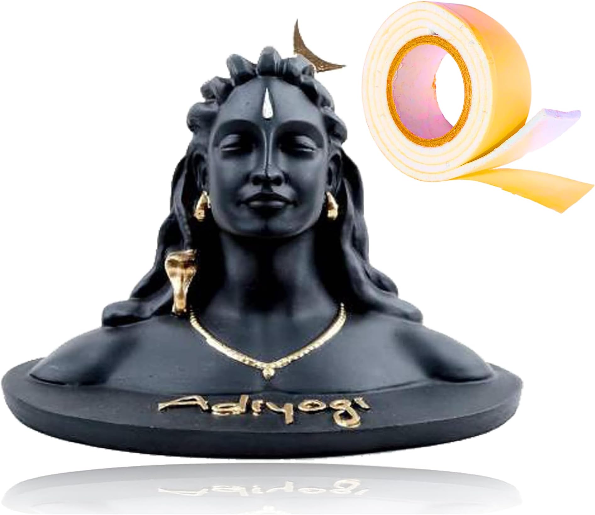 VIBESLE Lord Adiyogi Shiva Statue Murti for Car Dashboard Home/Office Decor, Dhyana Mudra Mahadev Shivji Idol Showpiece Decorative Indian (Black Color, Heavy Quality)