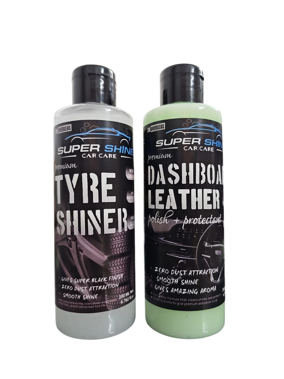 Super Shine Car Care Tyre Shinner And DASHBORD LEATHER POLISH PROTECTANT for Car and Bike (200ml) PACK OF 2-image-14