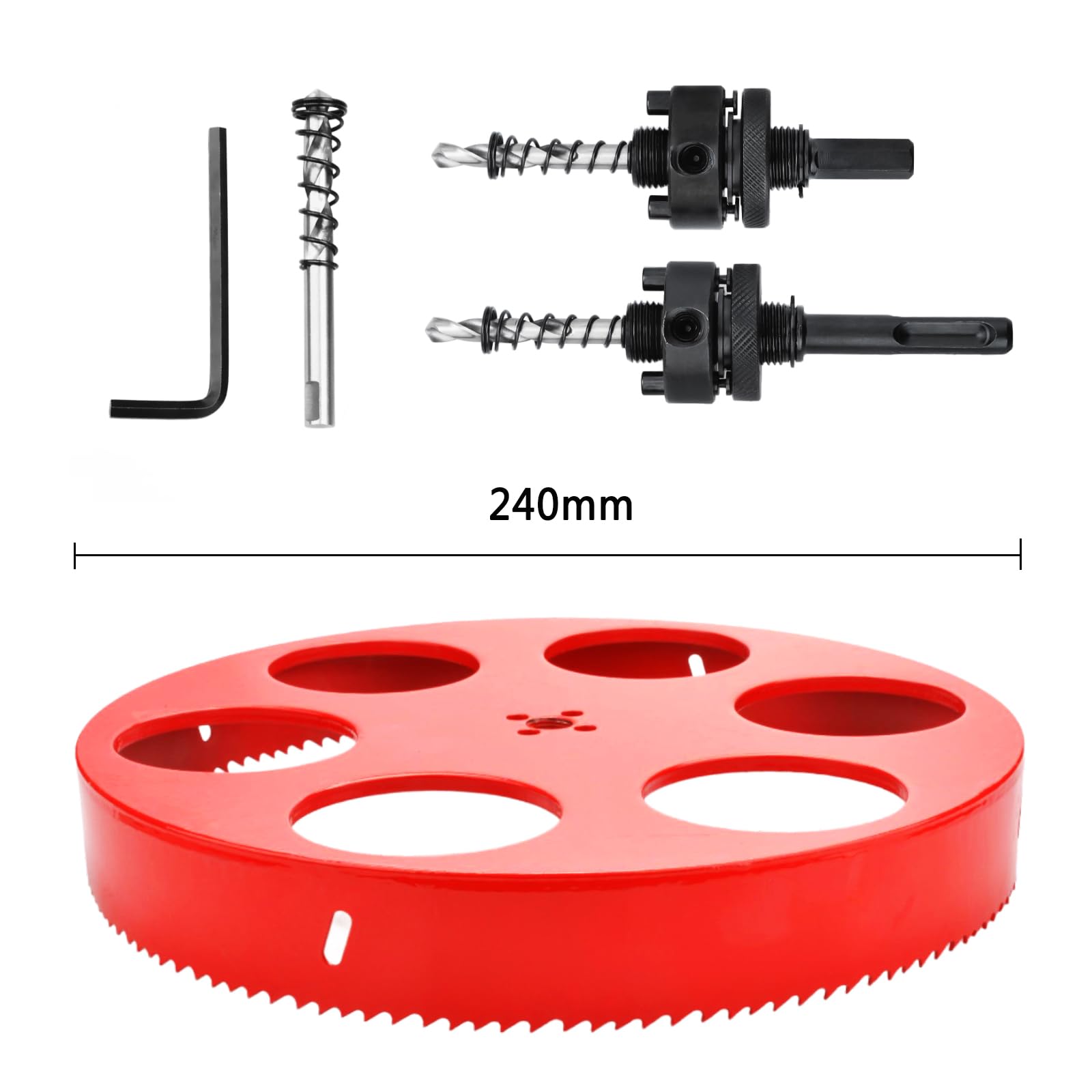 hsawbit 240mm Hole Saw with SDS Plus Shank,240mm Hole Cutter HSS BI-Metal for Wood,Plywood,PVC,Drywall and Metal Sheet - Image 3