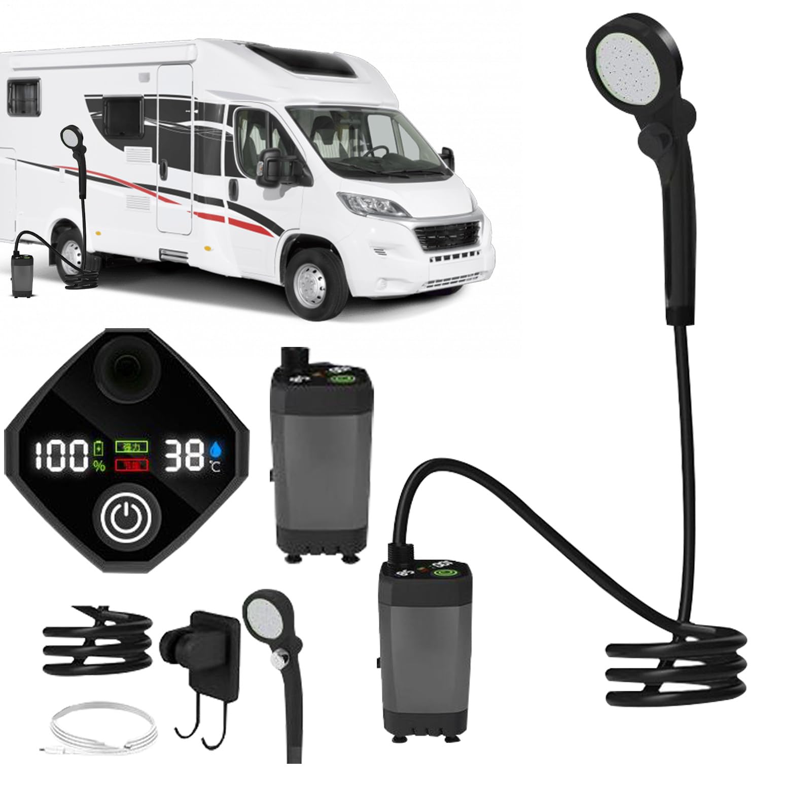 Campdusche Wiederaufladbare, wasserdichte Outdoor-Camp-Pumpe mit 3