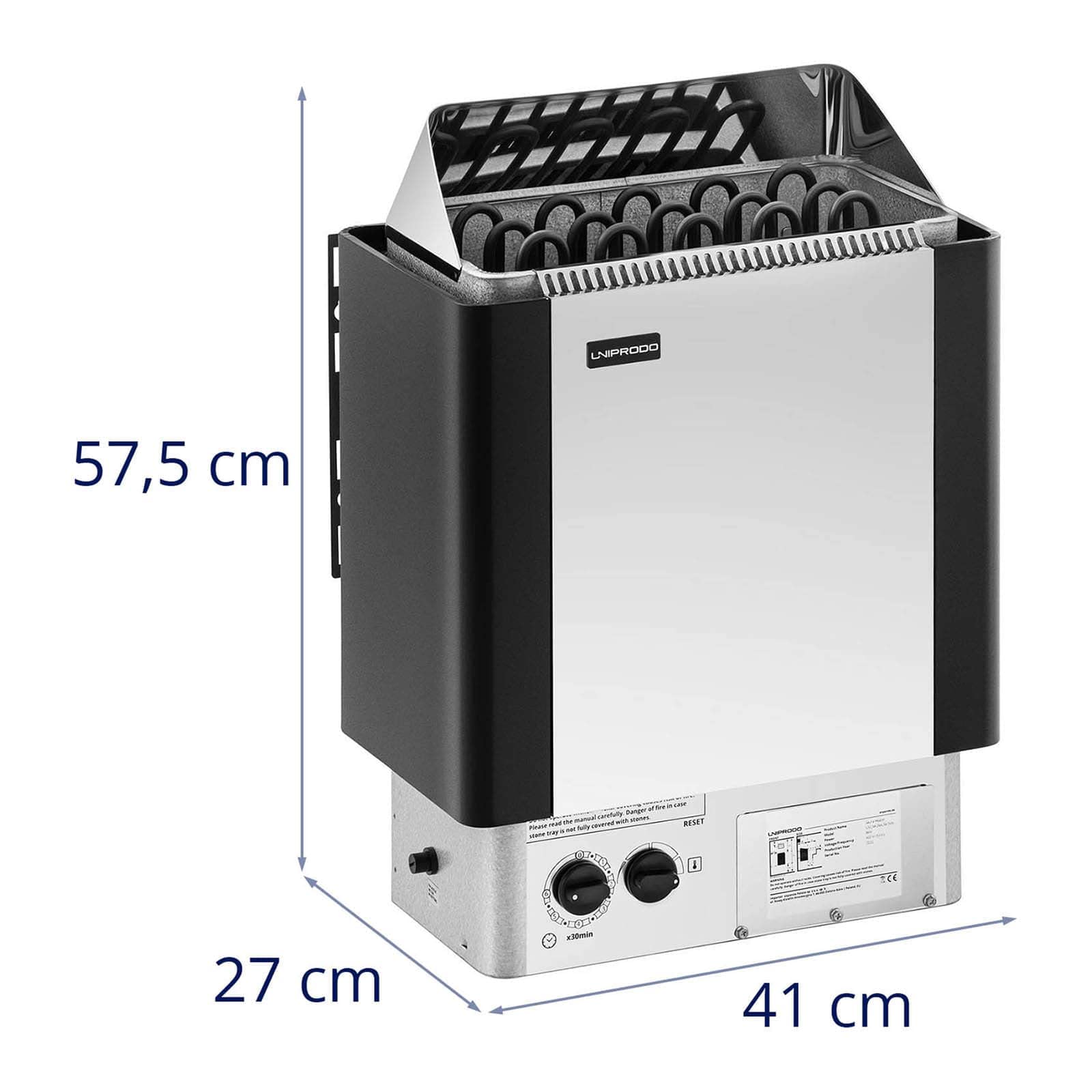 UNI_SAUNA_S8.0KW Poele sauna 8 kW 30 à 110 °C Minuterie et commande incl. Protection contre surchauffe Pour 8-12 m³ Radiateur électrique chaleur sèche Poele electrique sauna Accessoire sauna