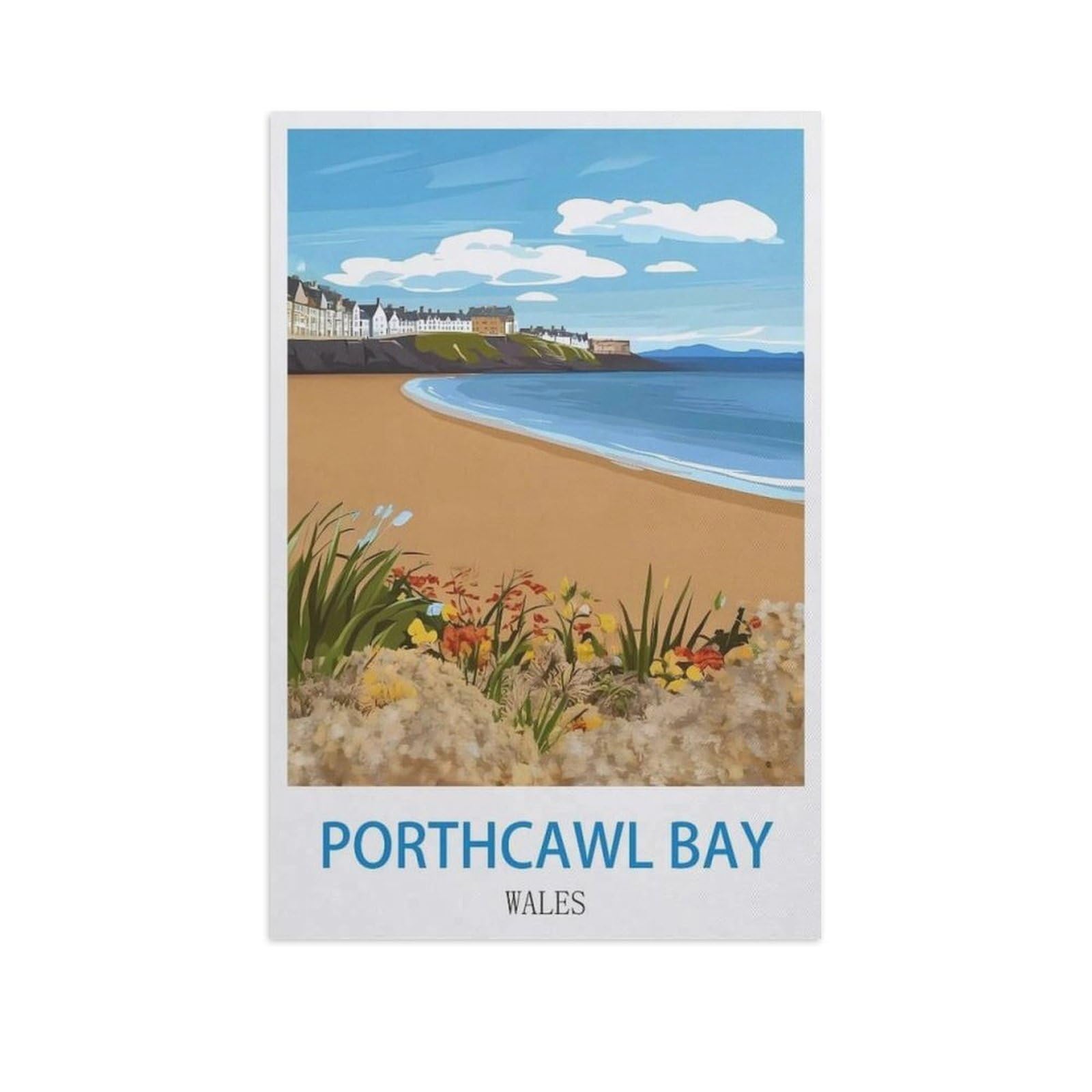PGCKSK 5D DIY Full Round Drill Diamond Painting，Porthcawl Bay Wales，Embroidery Full Round Diamond Cross Stitch Rhinestone Mosaic Decor Gift（40 x 50 cm/15.74 x 19.68 inches）-FX87