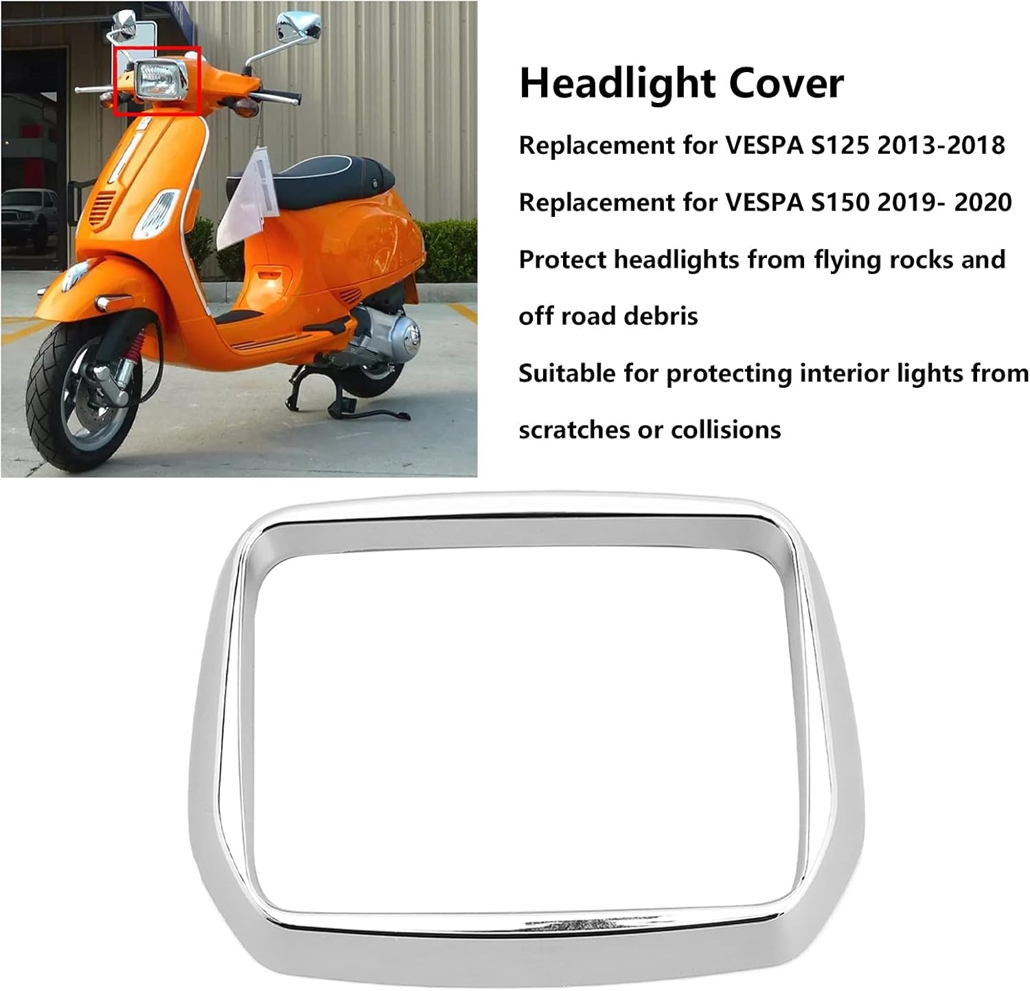 Aramox Protezione Faro, Copertura del Faro con Bordo di Blocco della Luce di Ricambio per S125 S150 2013‑2018 2019‑2020