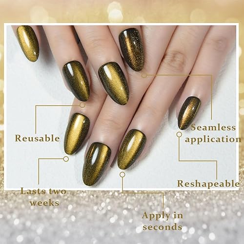 Vista 405 de evpct-Kit de 2 piezas de polvo metálico dorado y plateado con efecto espejo cromado para uñas; pigmento de uñas holográfico iridiscente camaleónico