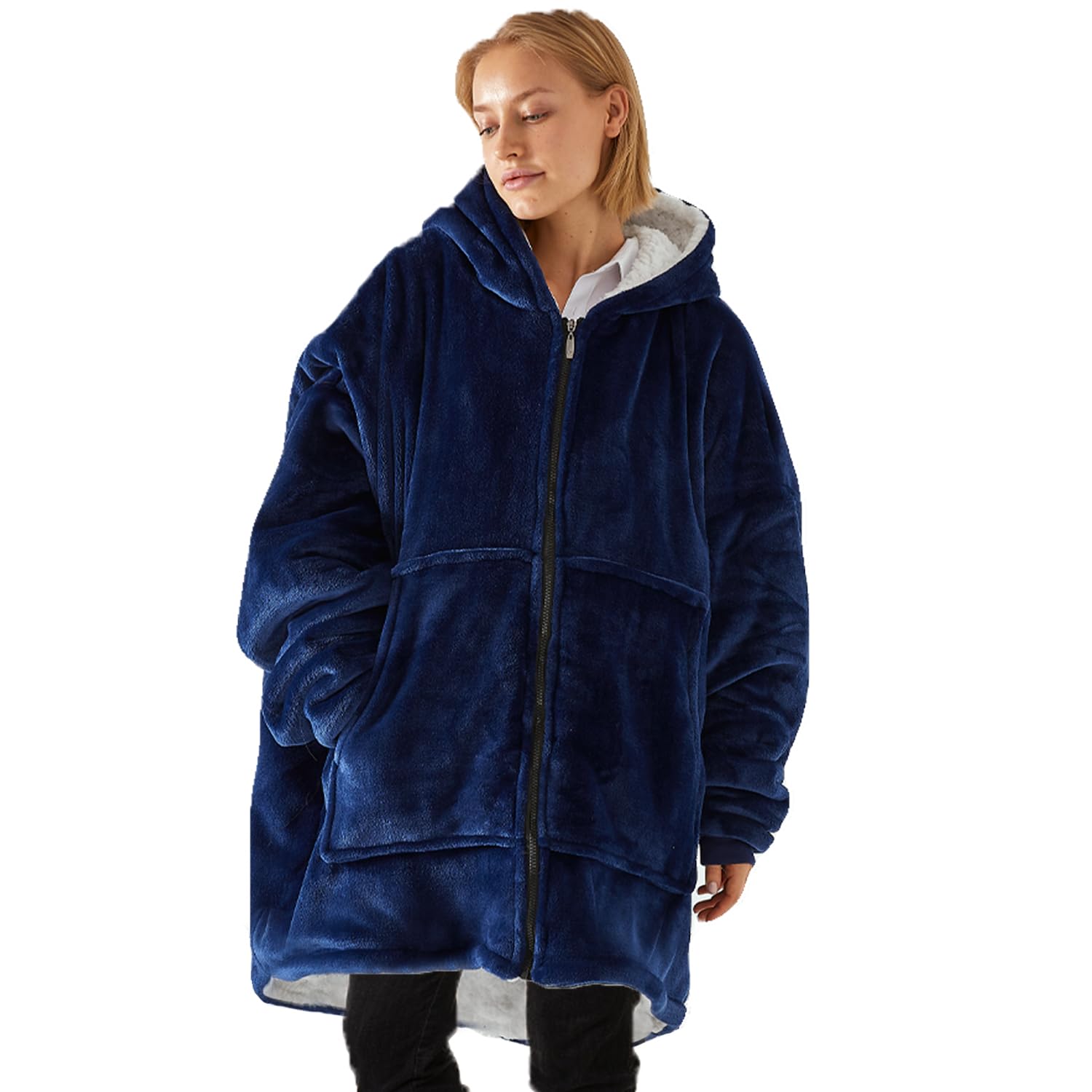 TOWINGO Felpe con Cappuccio, Pullover Blanket Hoodie con Tasca, Coperta TV Oversize Sherpa Fleece Blanket Pullover Hoodie per Donna, Taglia Unica