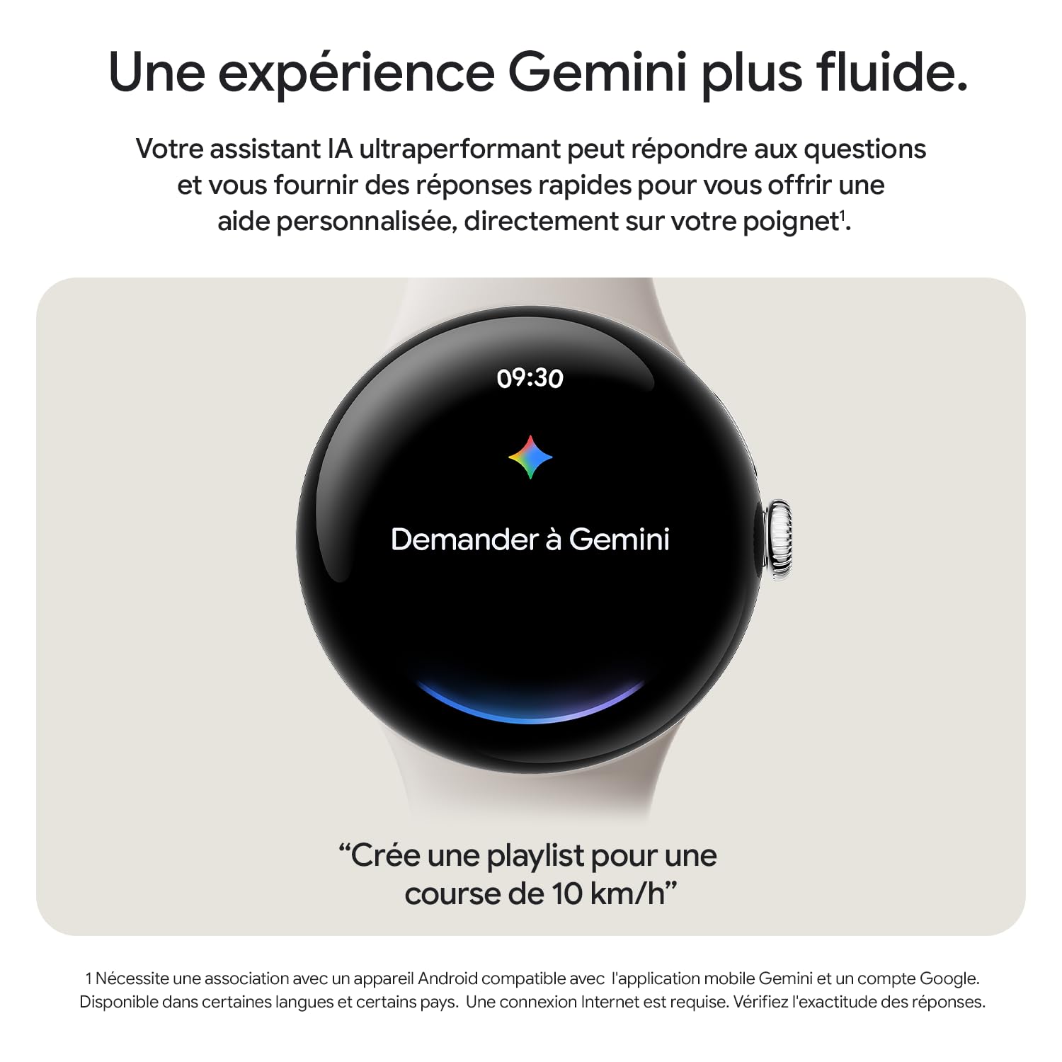 Google Pixel Watch 3 (41 mm) — Boîtier Argent Poli — Bracelet Porcelaine — LTE