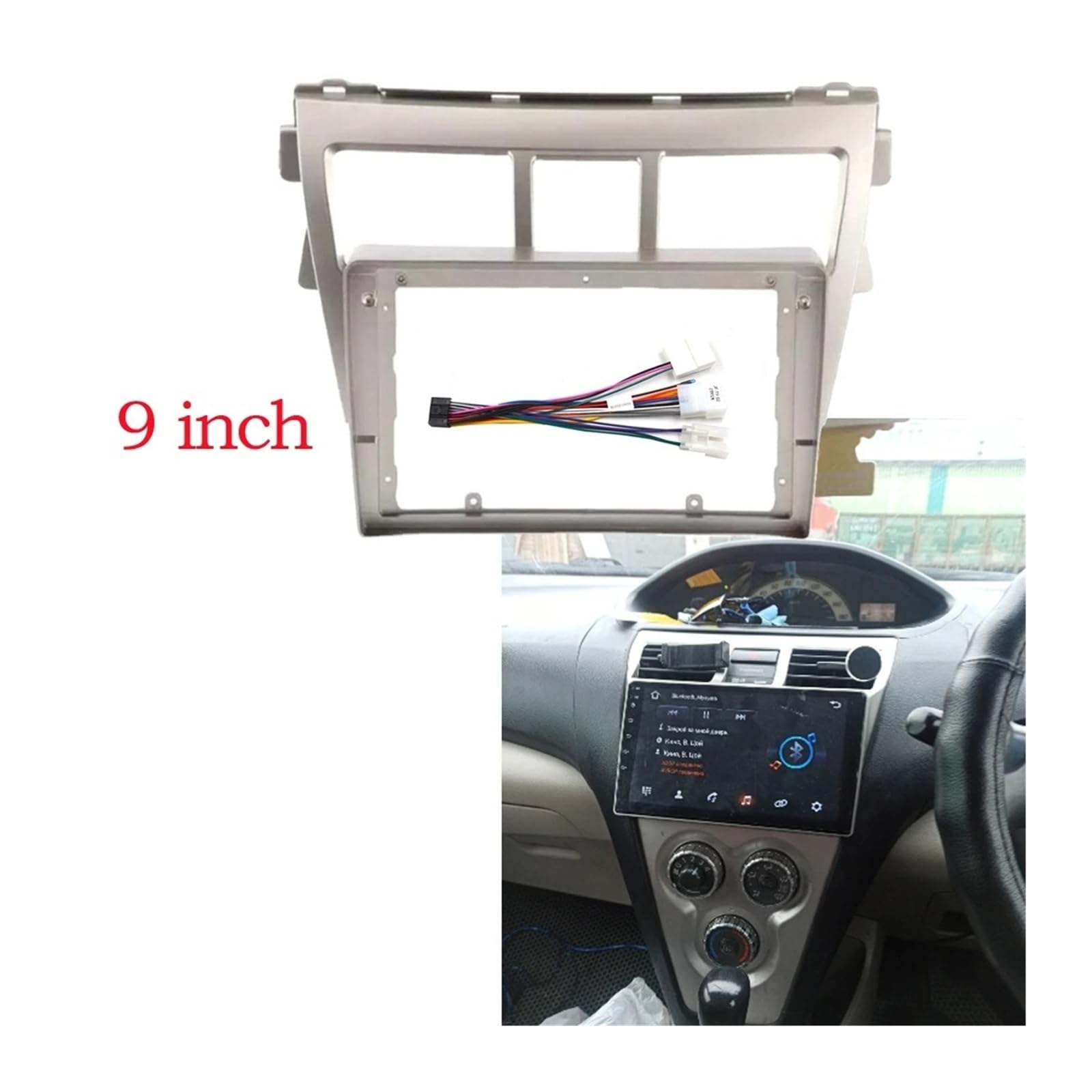 Mascherina Autoradio Cornice Stereo 2 DIN 9 Pollici per Toyota per Vios 2007 per Belta 2005 per Yaris per Berlina 2006 Stereo Dash Facia Trim Kit Autoradio Fascia Pannello