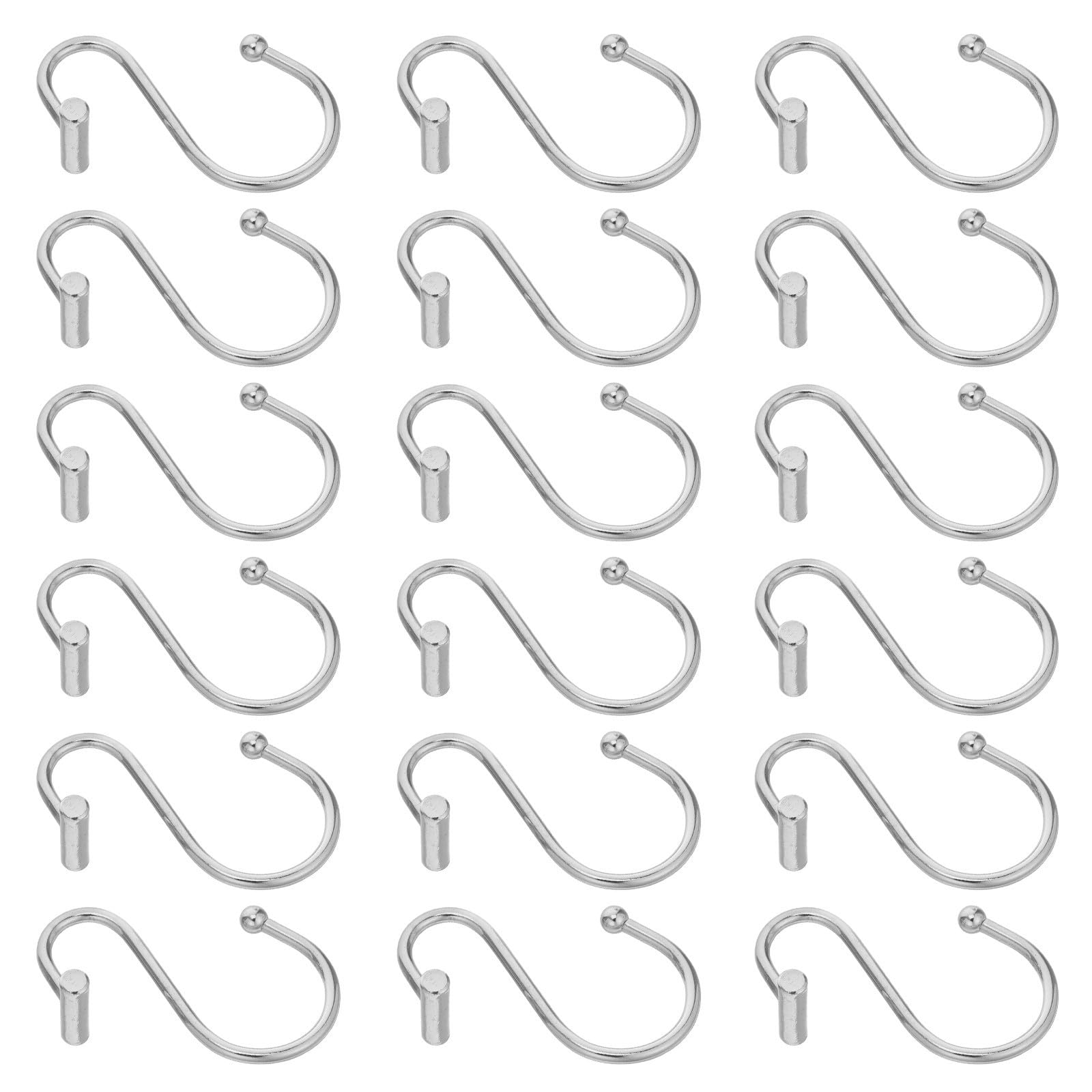 Ganchos para cortina de baño S de hierro plata en pack de 24 piezas para decoración