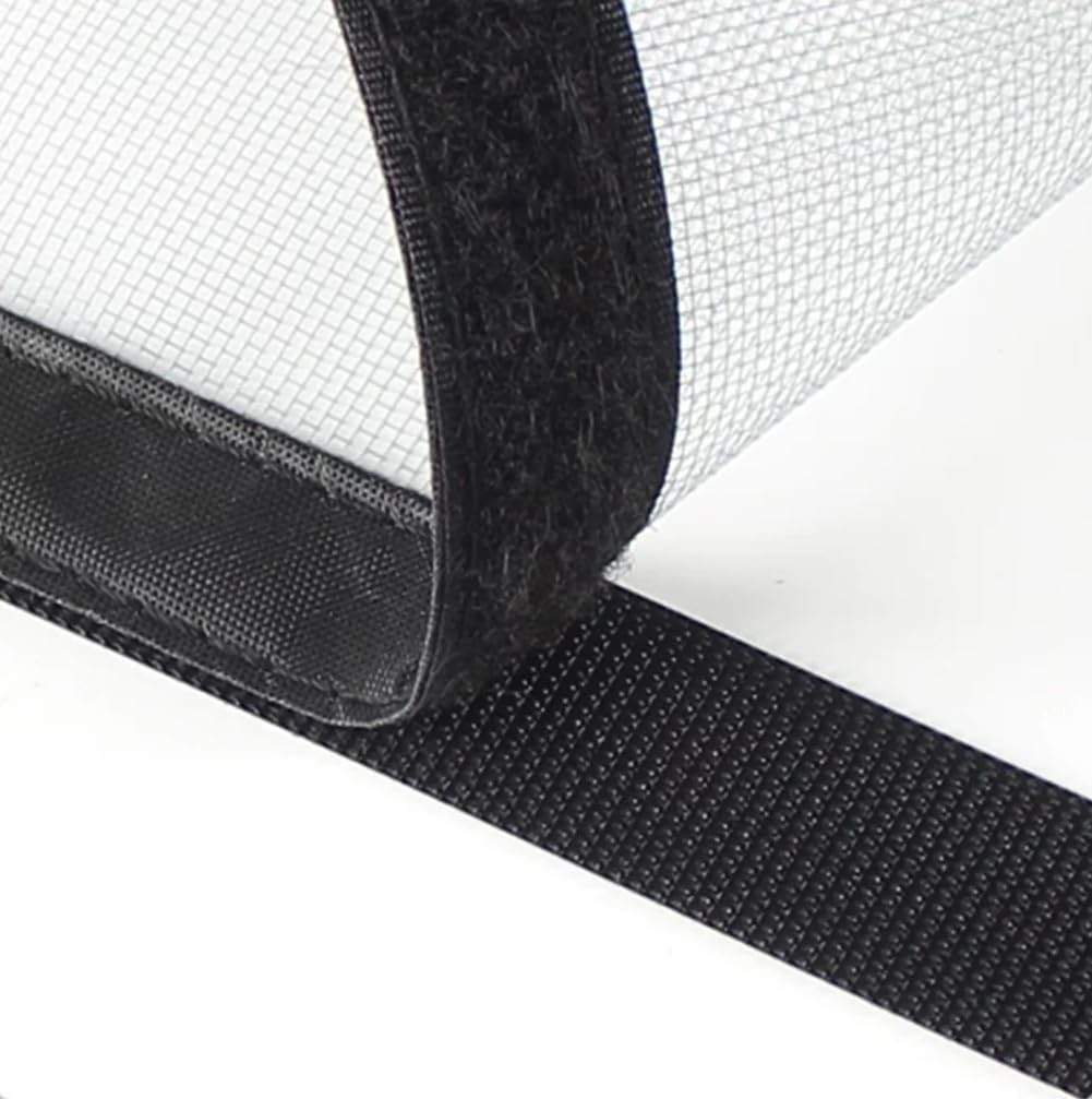 Insect Mesh Window Nets with Zip Opening, Highly Transparent and Tear-Resistant Fiberglass Fly Screen for Windows/Doors, Self-Adhesive Cat Protection Net (150x180cm,White Mesh White Sticker)