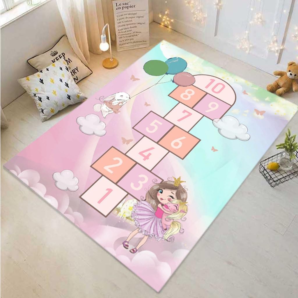 Alfombra de rayuela para niños en sala de estar alfombra suave grande de juegos infantil