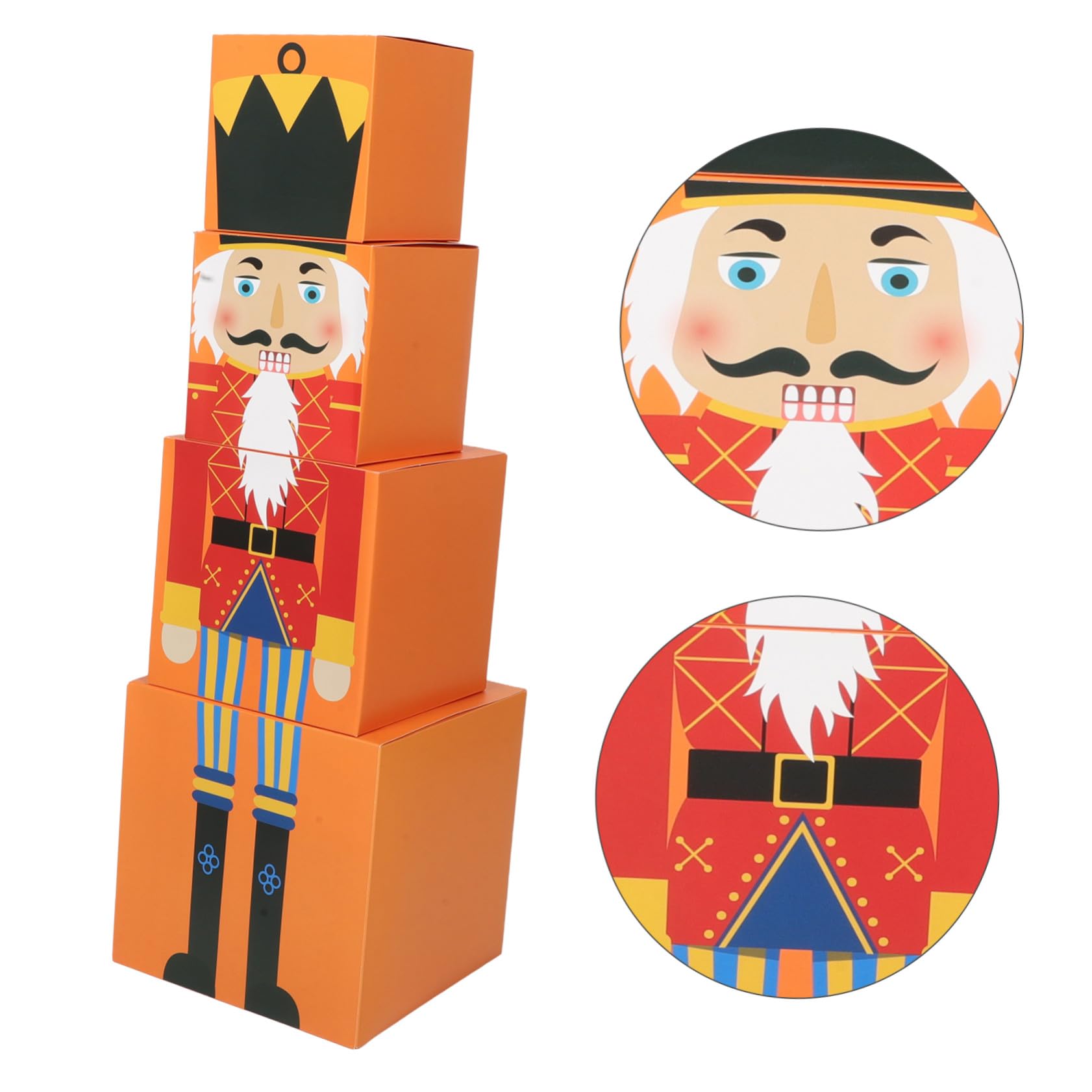 ELAYARD Set di Scatole Natalizie a Tema Fiabesco Design Multifunzionale in Carta Arancione, Comode da Trasportare, per Feste e Decorazioni Festive