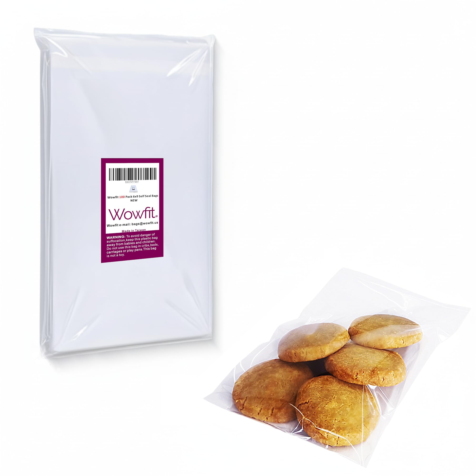 Wowfit Clear Cello Cellophane Plastic Bags, Re-Sealable Self-Sealing Cello Bags Great for 6x9 Print Photos A7 A8 A9 Cards Envelopes and More 6 inch x 9 inch-200pcs