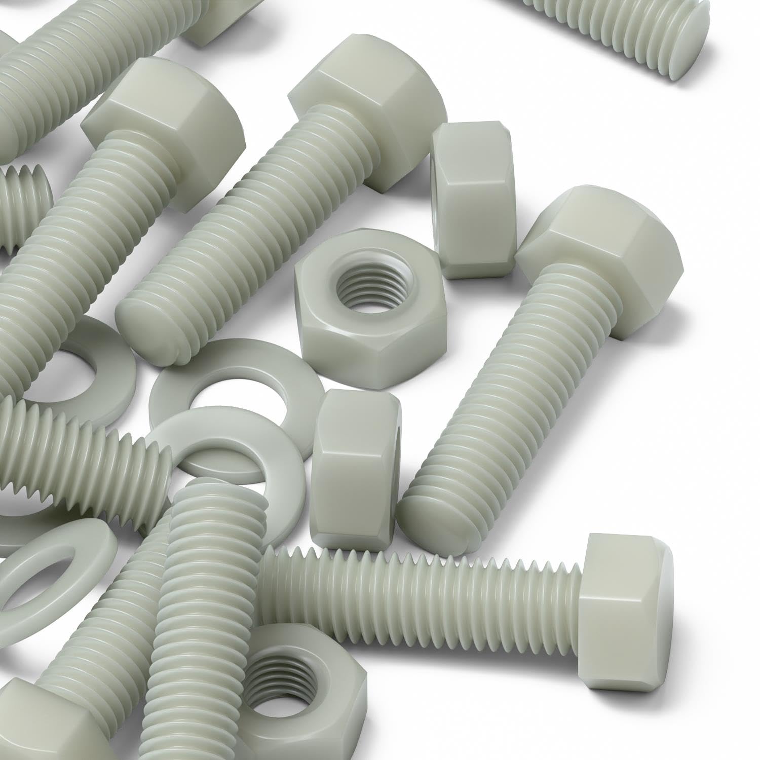 50 x testa Esagonale in super nylon, M8 x 30mm, rinforzato con riempimento in vetro, viti macchinari, Dadi e bulloni di plastica, Rondelle,