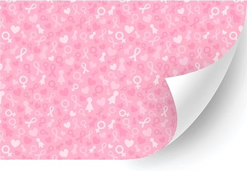 Vinilo de transferencia de calor con patrón de concienciación sobre el cáncer de mama (cinta rosa bebé, 18.5 pulgadas x 3 yardas) - Papel de