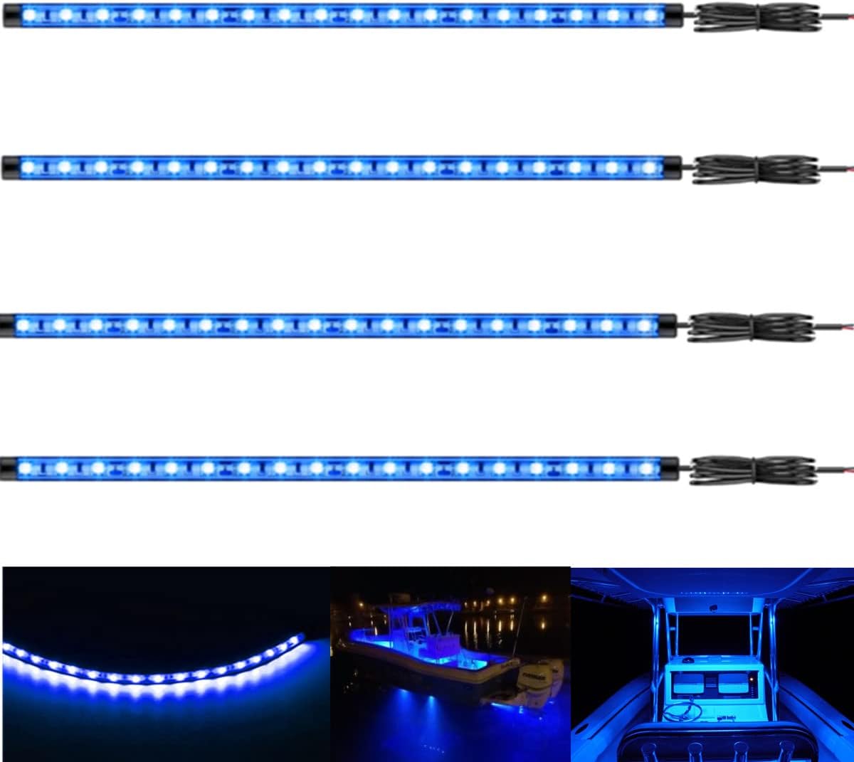 Vbakor Boat Led Strip Lights, 4 Pcs 24'' Marine Boat Interior Courtesy Deck