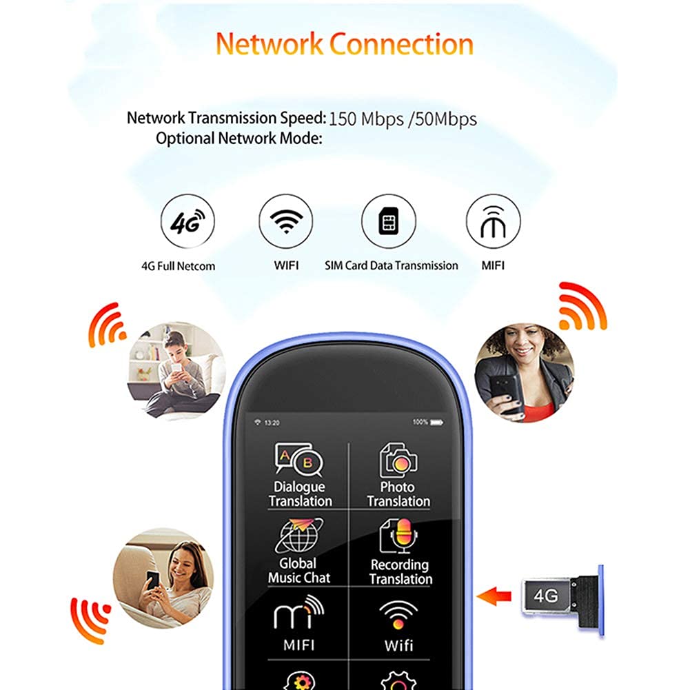 Natychmiastowe dwukierunkowe urządzenie do tłumaczenia głosu / 3-calowy tłumacz języka 2.4G WiFi, obsługa nagrywania tłumaczenia i tłumaczenia zdjęć, 77 języków Inteligentny tłumacz, szara rodzina