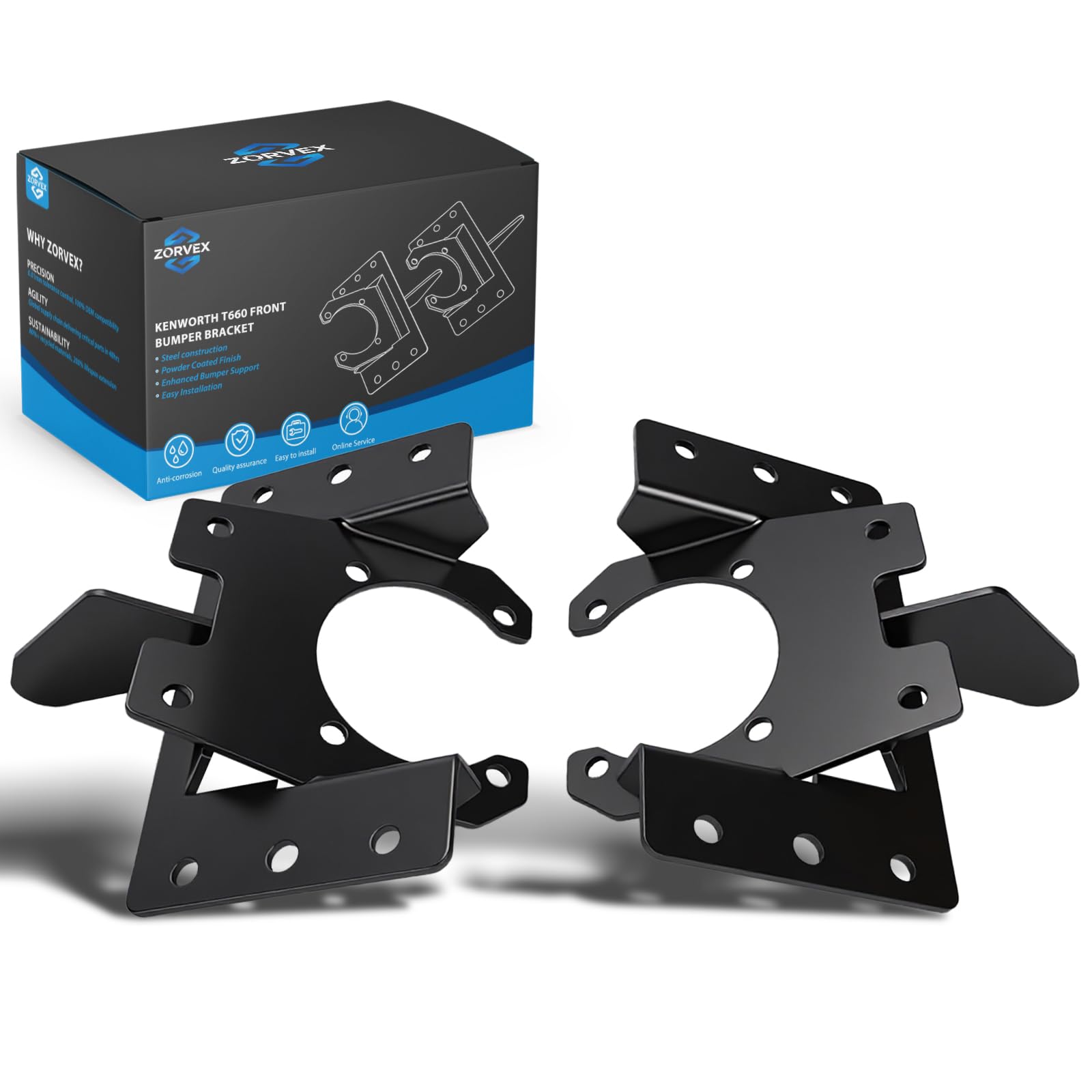 Photo 1 of Front Bumper Bracket Compatible with Kenworth T660 Models Truck Bumper Mounting Brackets Steel Black